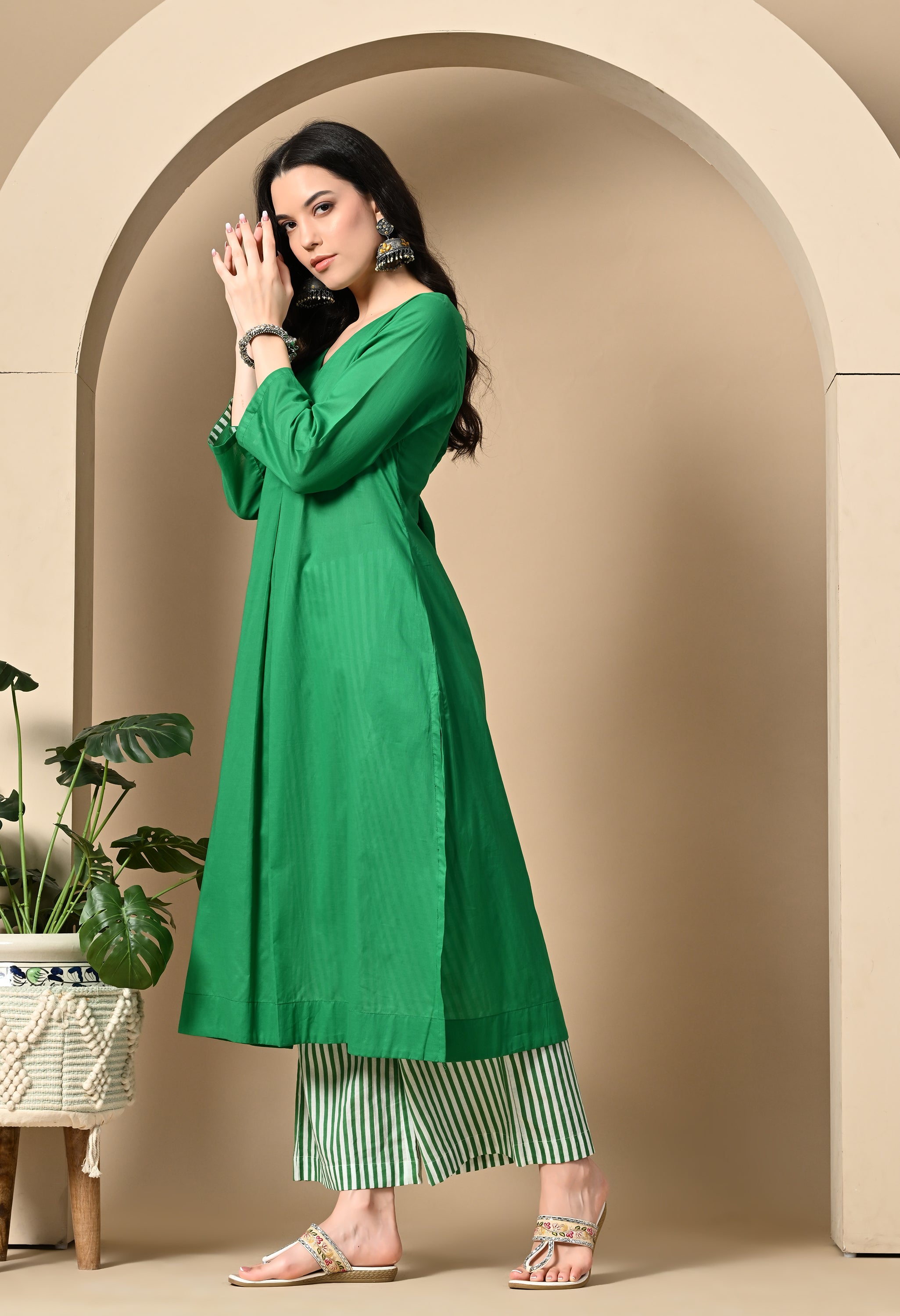 STRIPE BLOCK KURTA SET