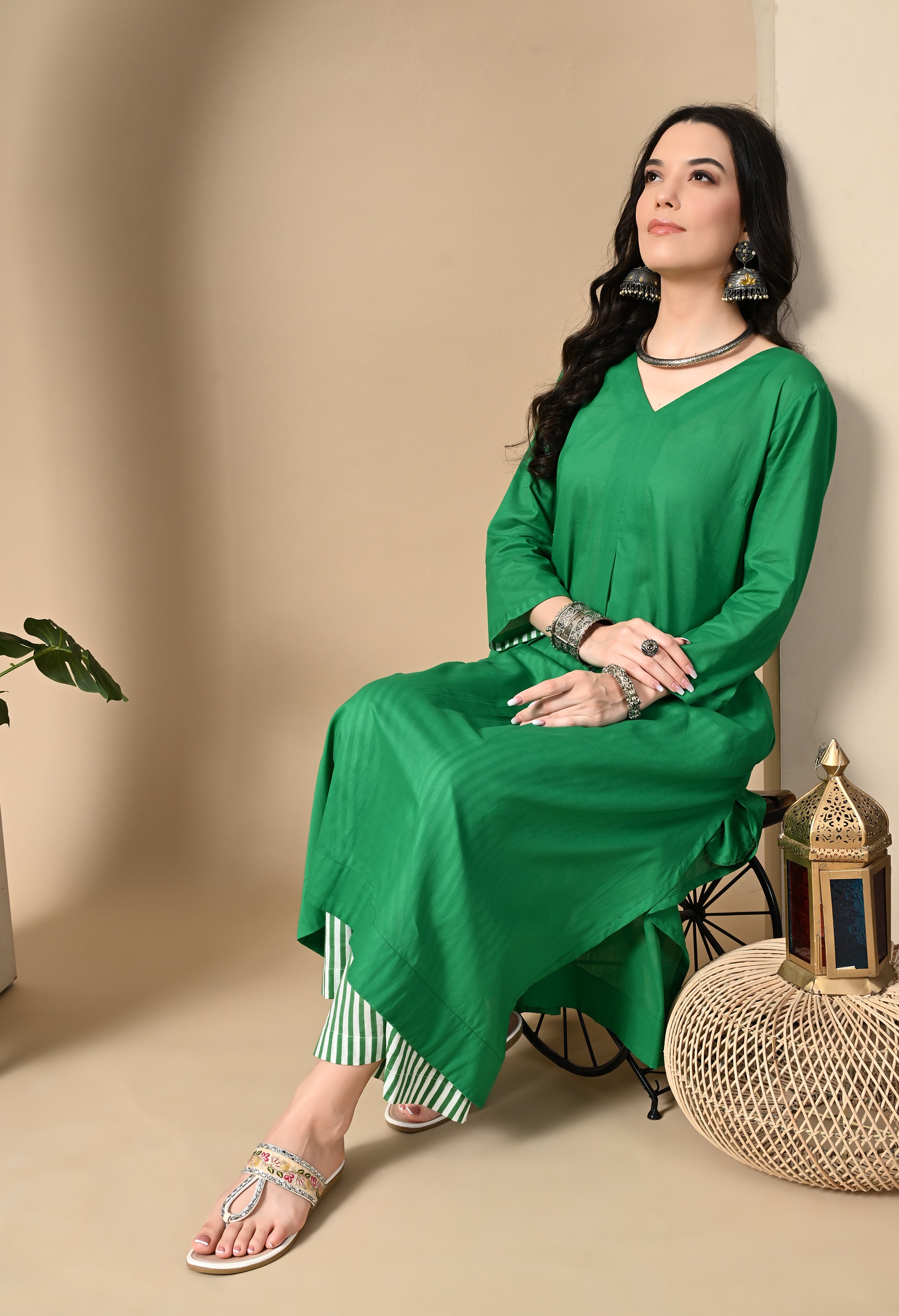 STRIPE BLOCK KURTA SET