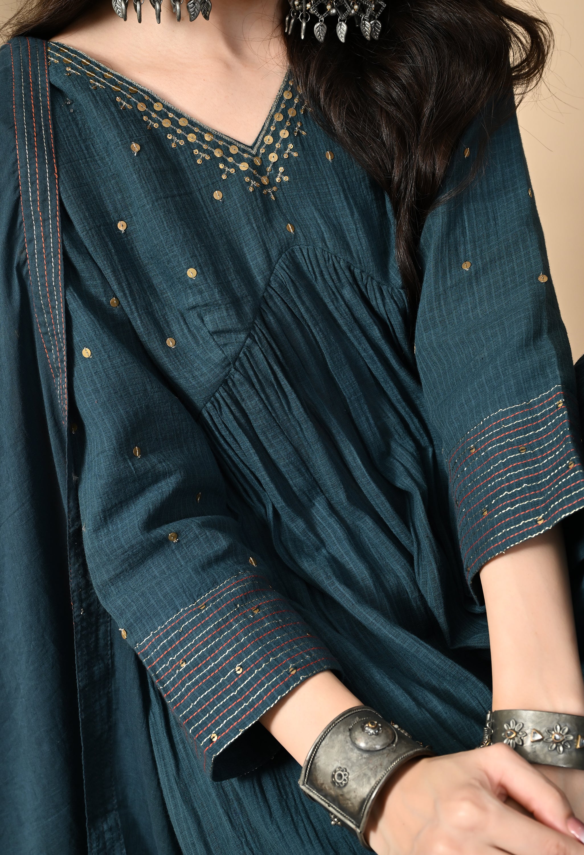 MIDNIGHT BLUE DORIYA KURTA SET