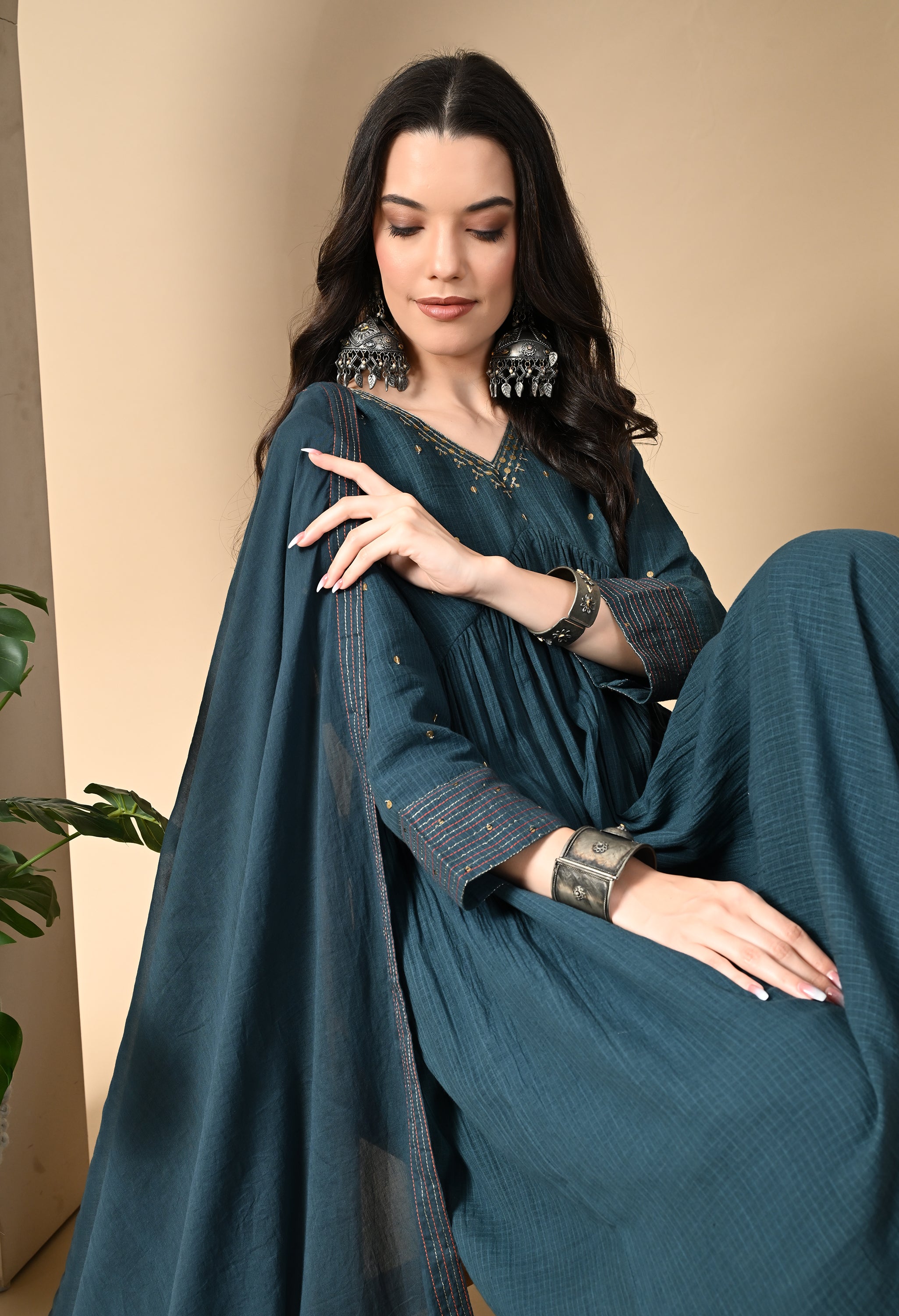 MIDNIGHT BLUE DORIYA KURTA SET