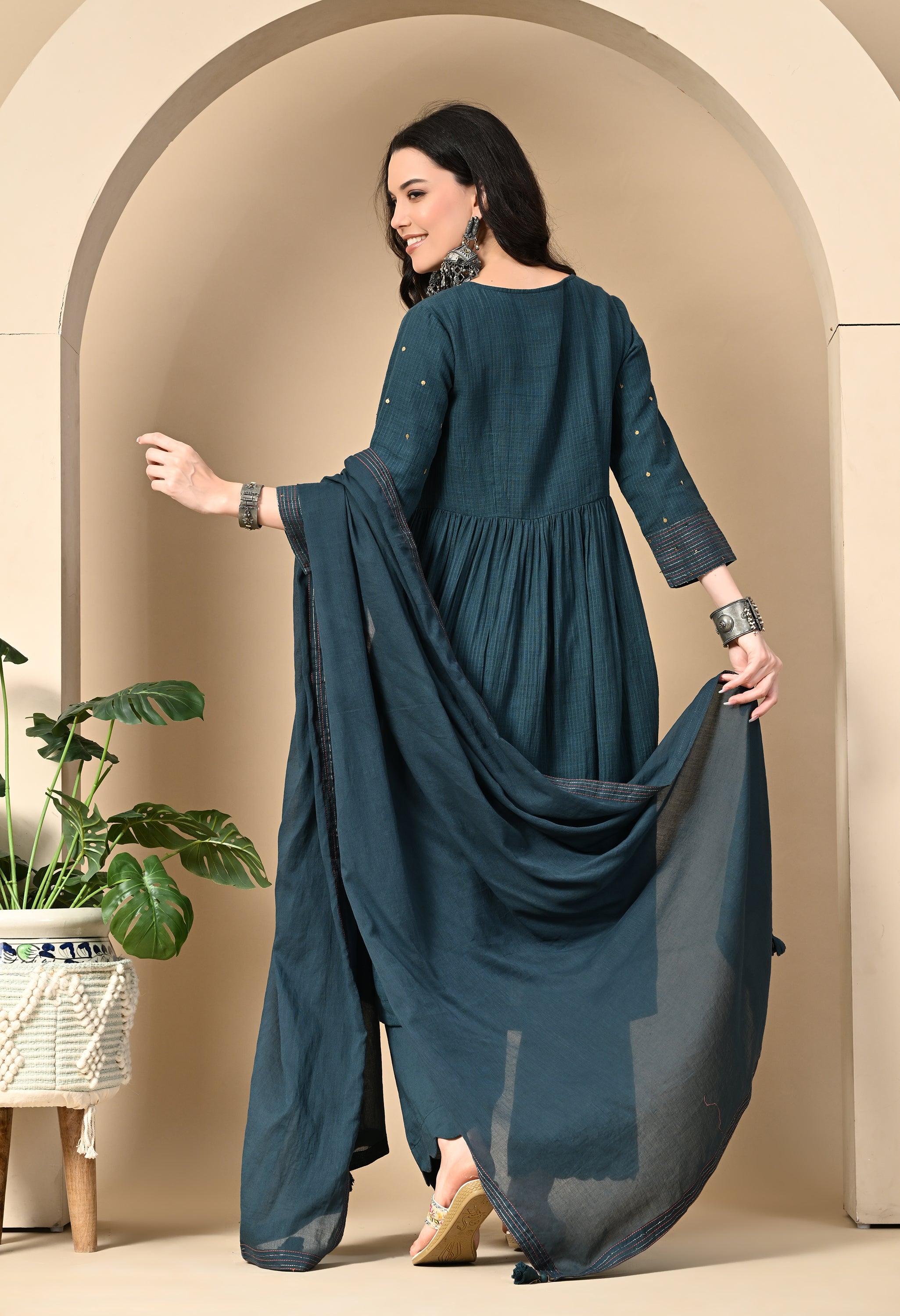 MIDNIGHT BLUE DORIYA KURTA SET