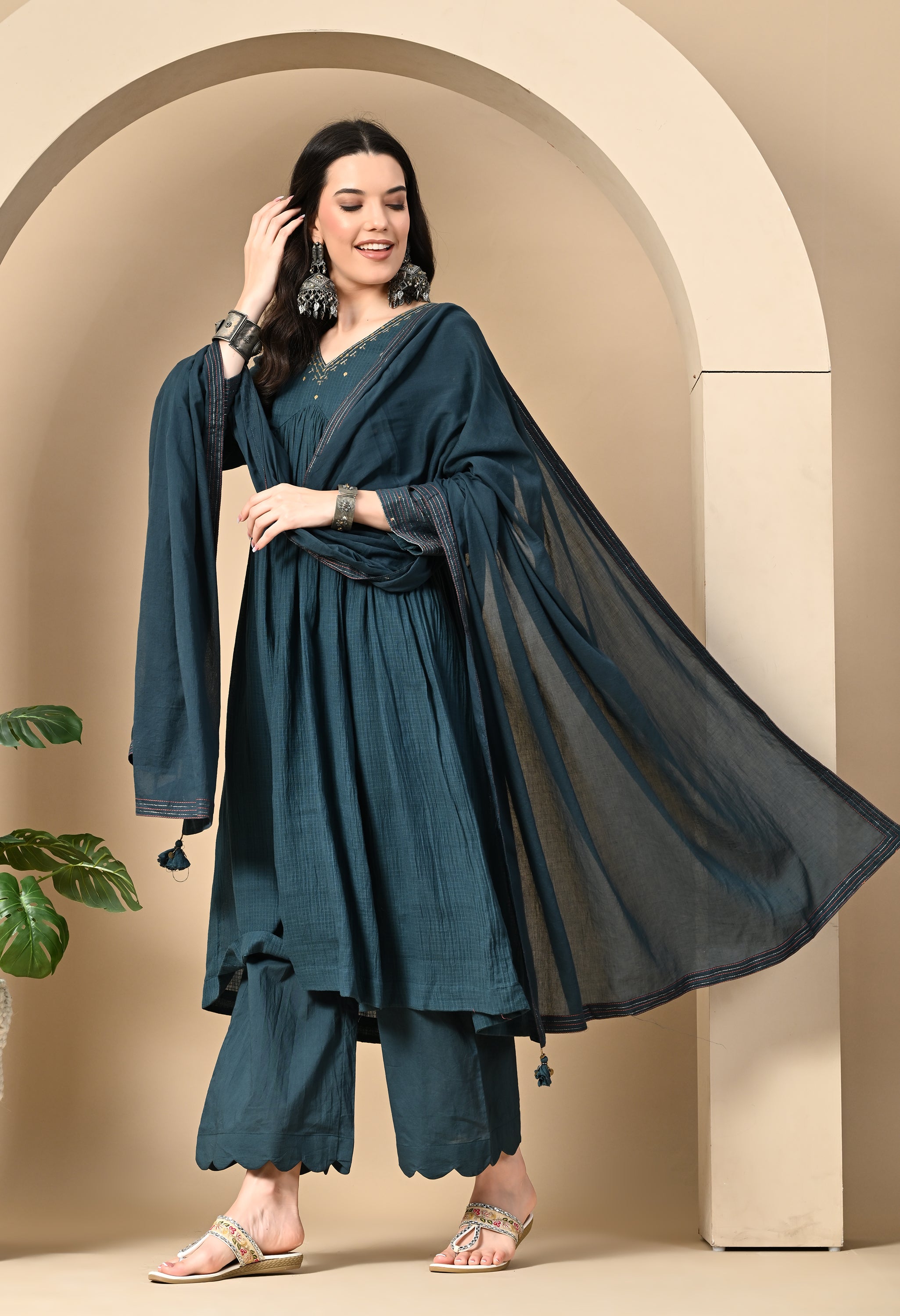 MIDNIGHT BLUE DORIYA KURTA SET