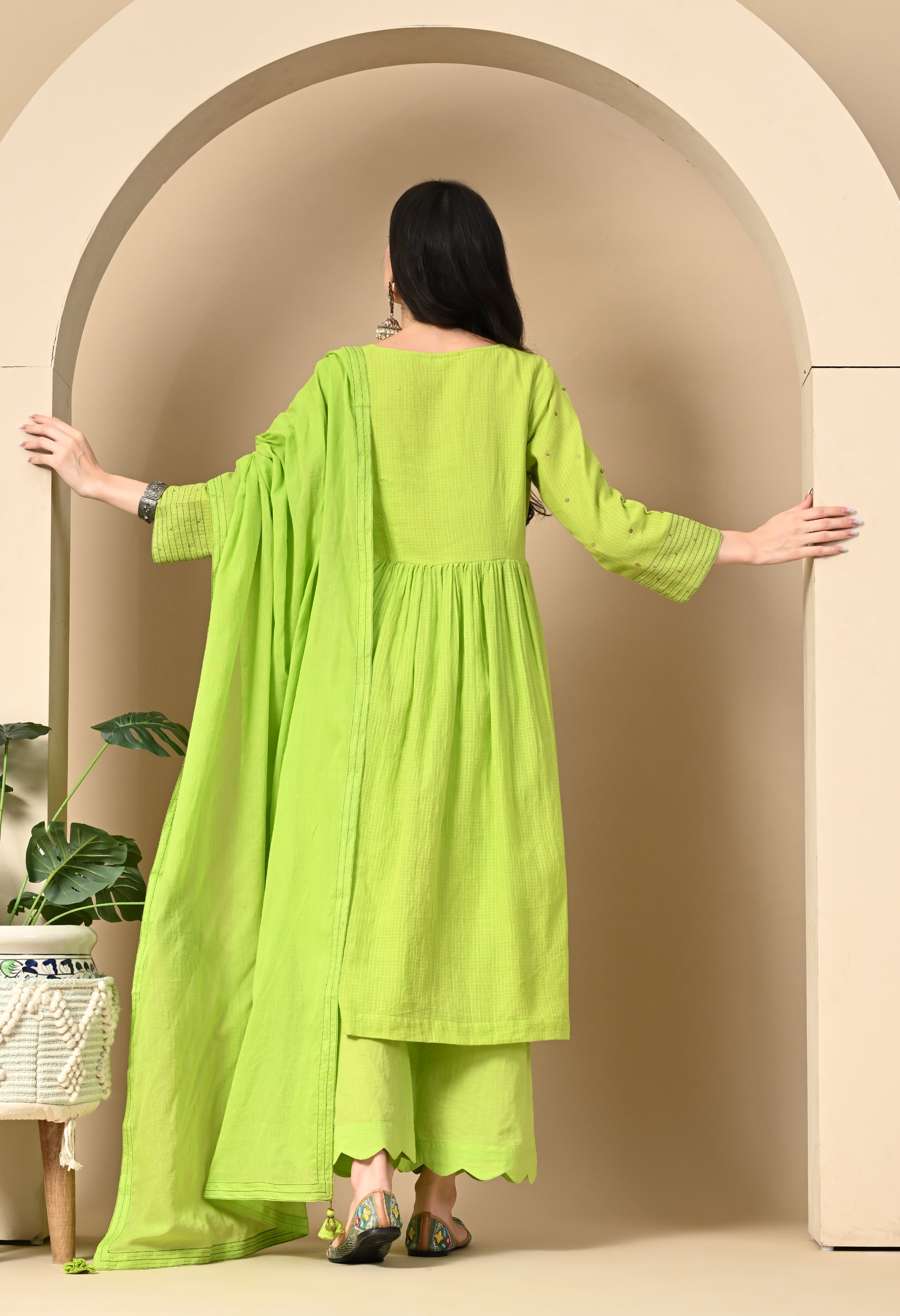 LIME GREEN KOTTA KURTA SET
