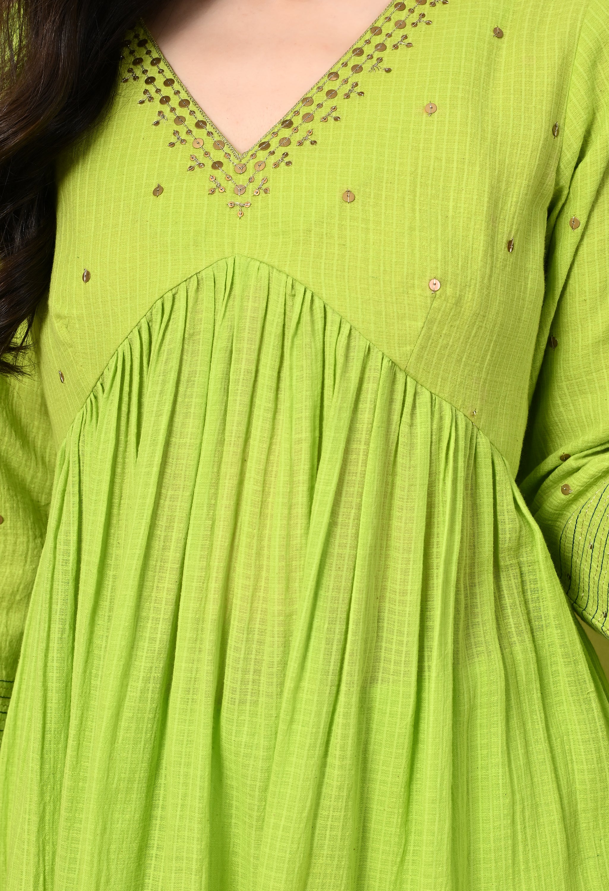 LIME GREEN KOTTA KURTA SET