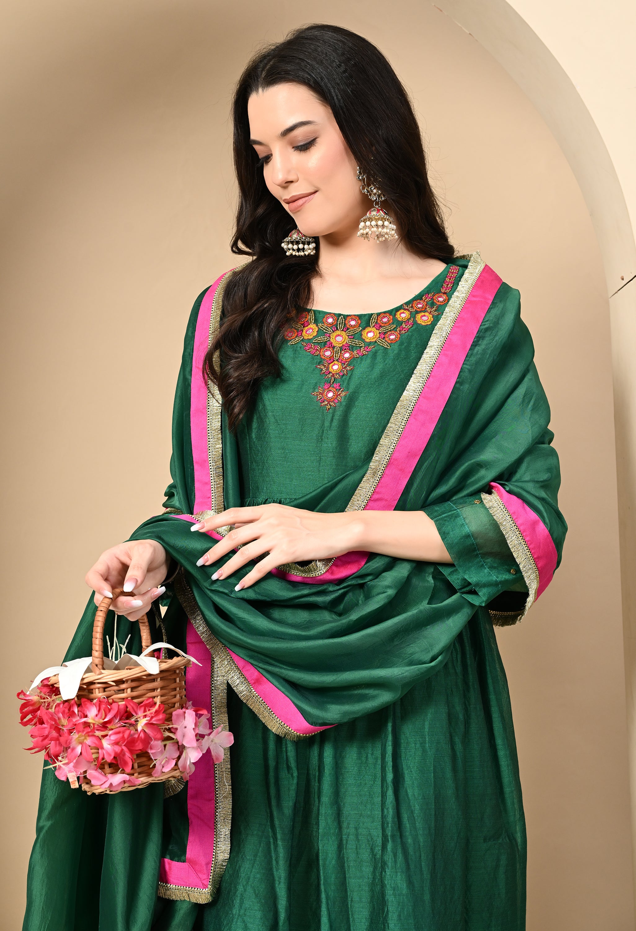 FAIZA CHANDERI KURTA SET
