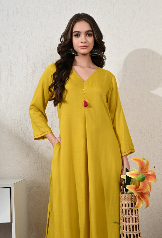 yelow-bite-reyon-kurta-set