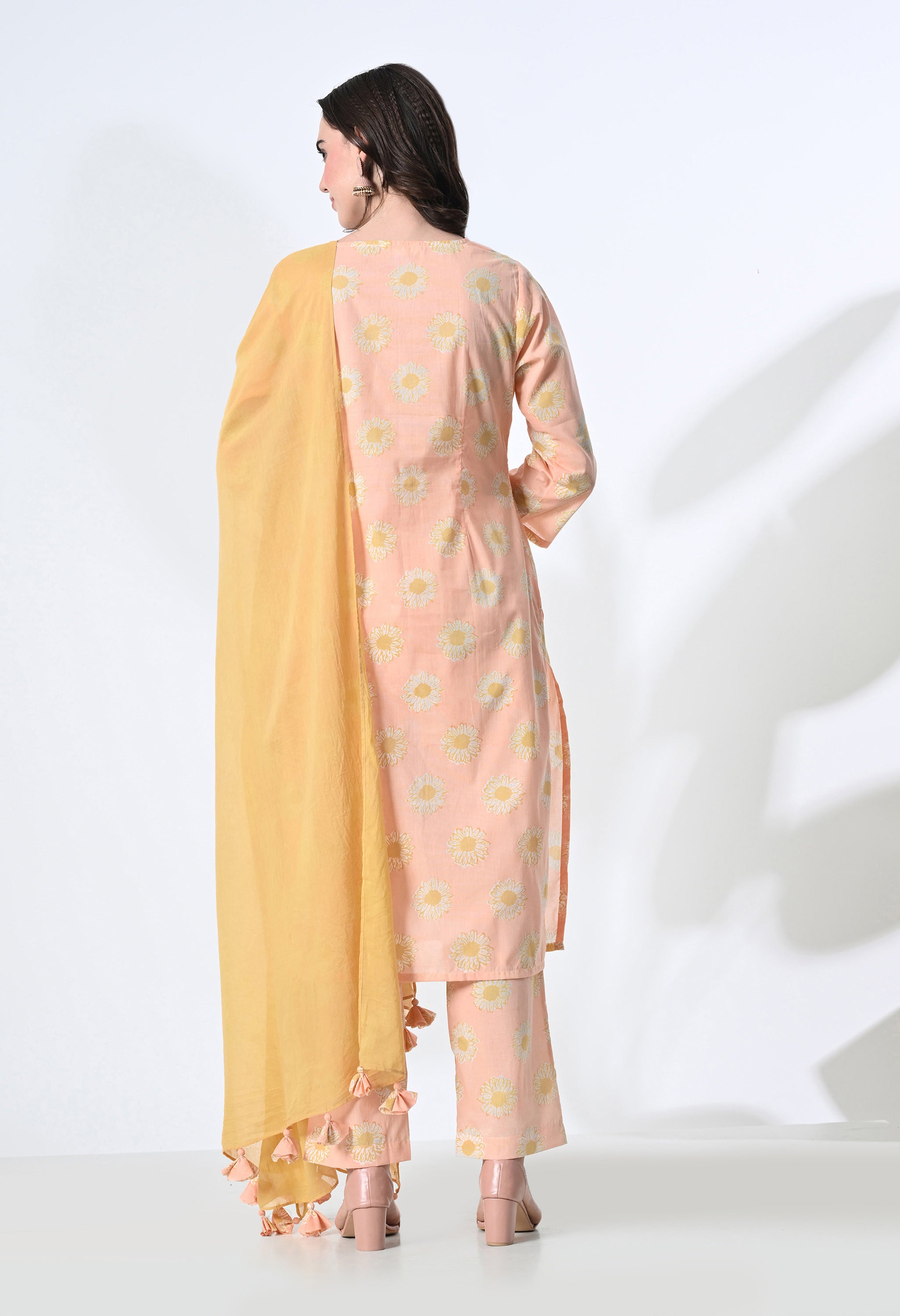SUNFLOWER HANDBLOCK KURTA SET