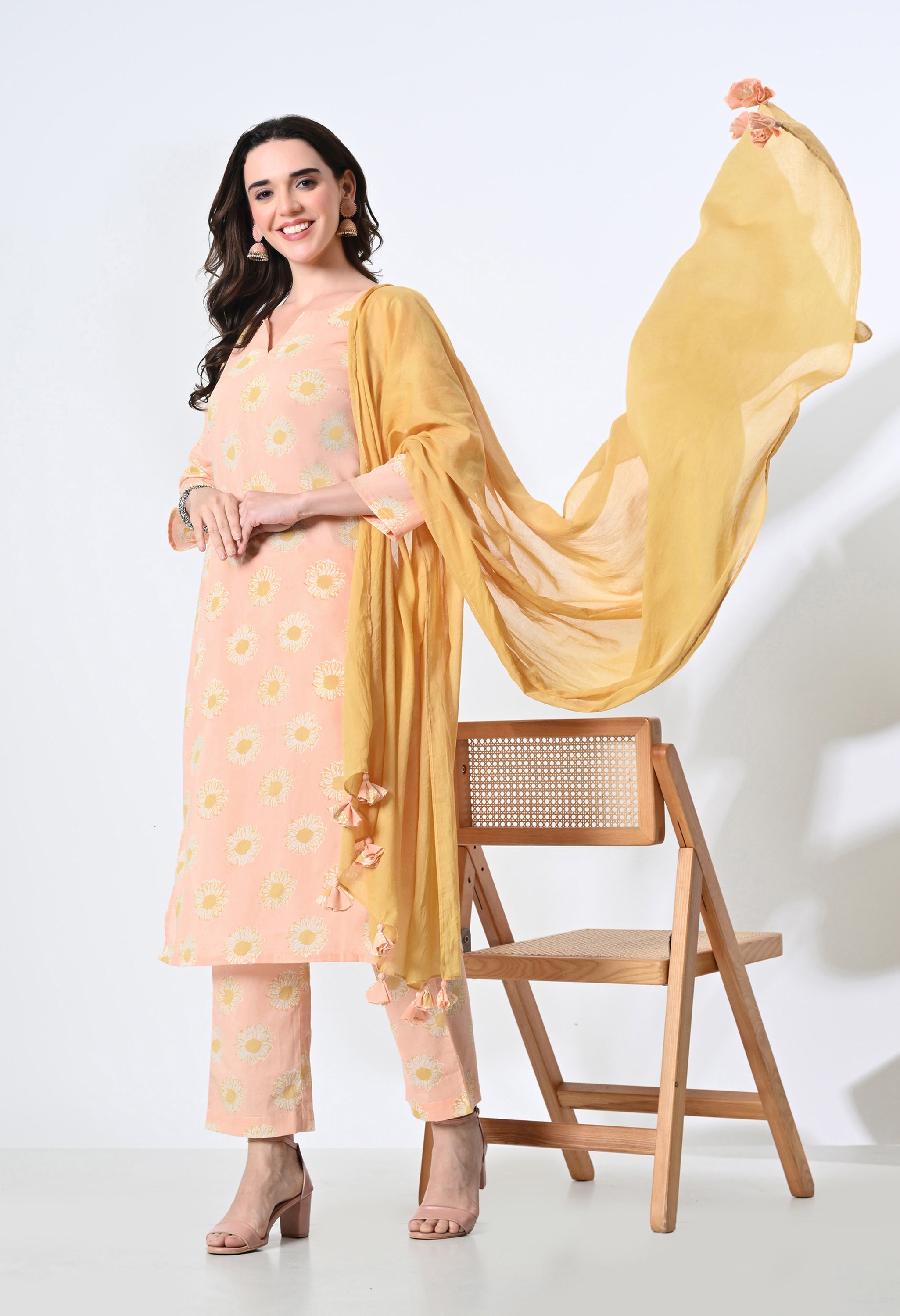 SUNFLOWER HANDBLOCK KURTA SET
