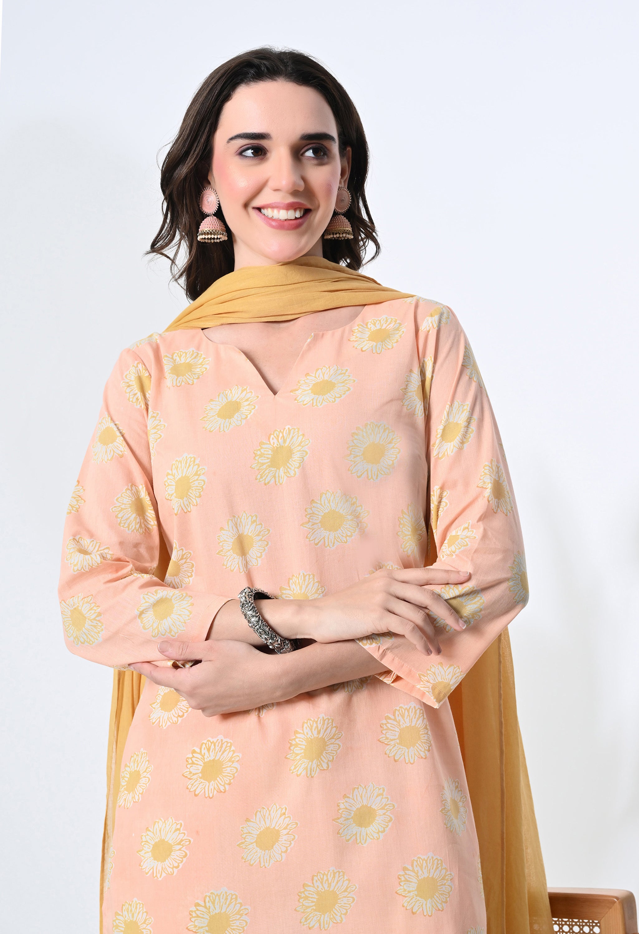 SUNFLOWER HANDBLOCK KURTA SET