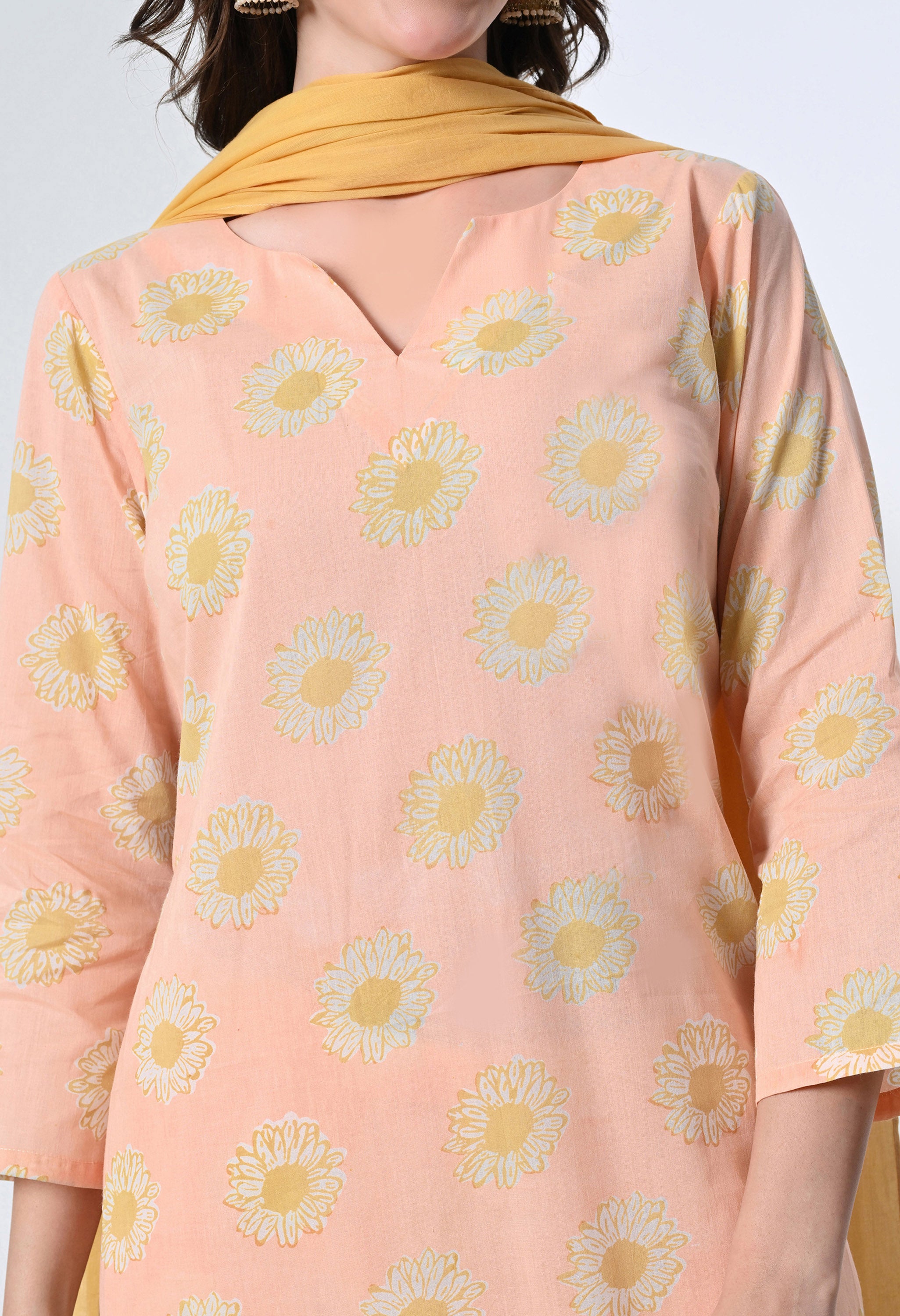 SUNFLOWER HANDBLOCK KURTA SET