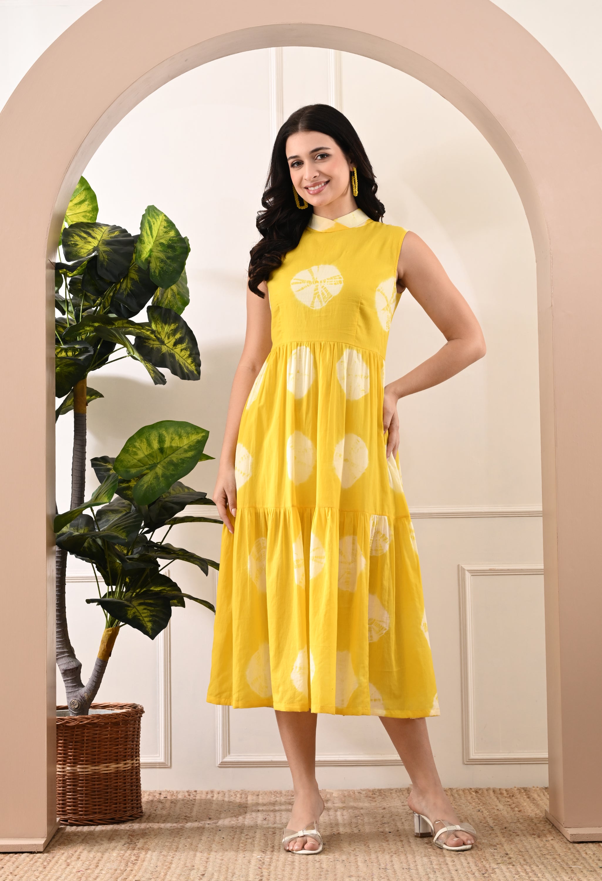 MOON HANDBLOCK COTTON DRESS