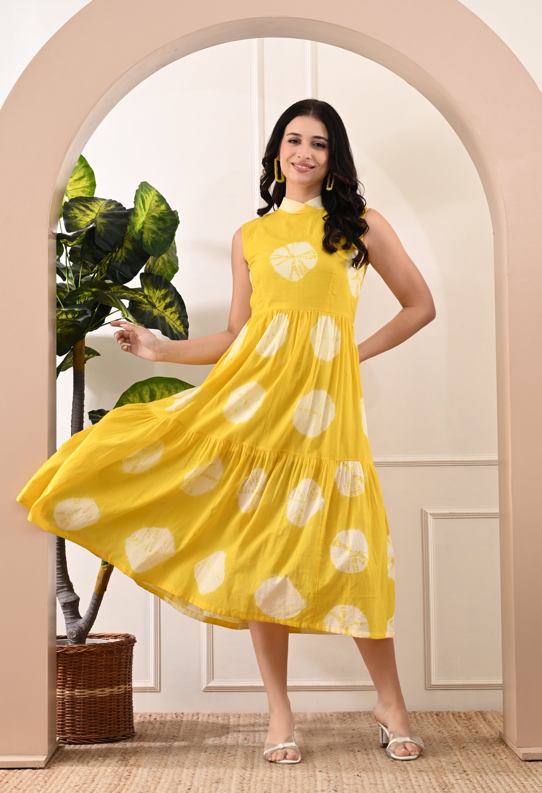 MOON HANDBLOCK COTTON DRESS