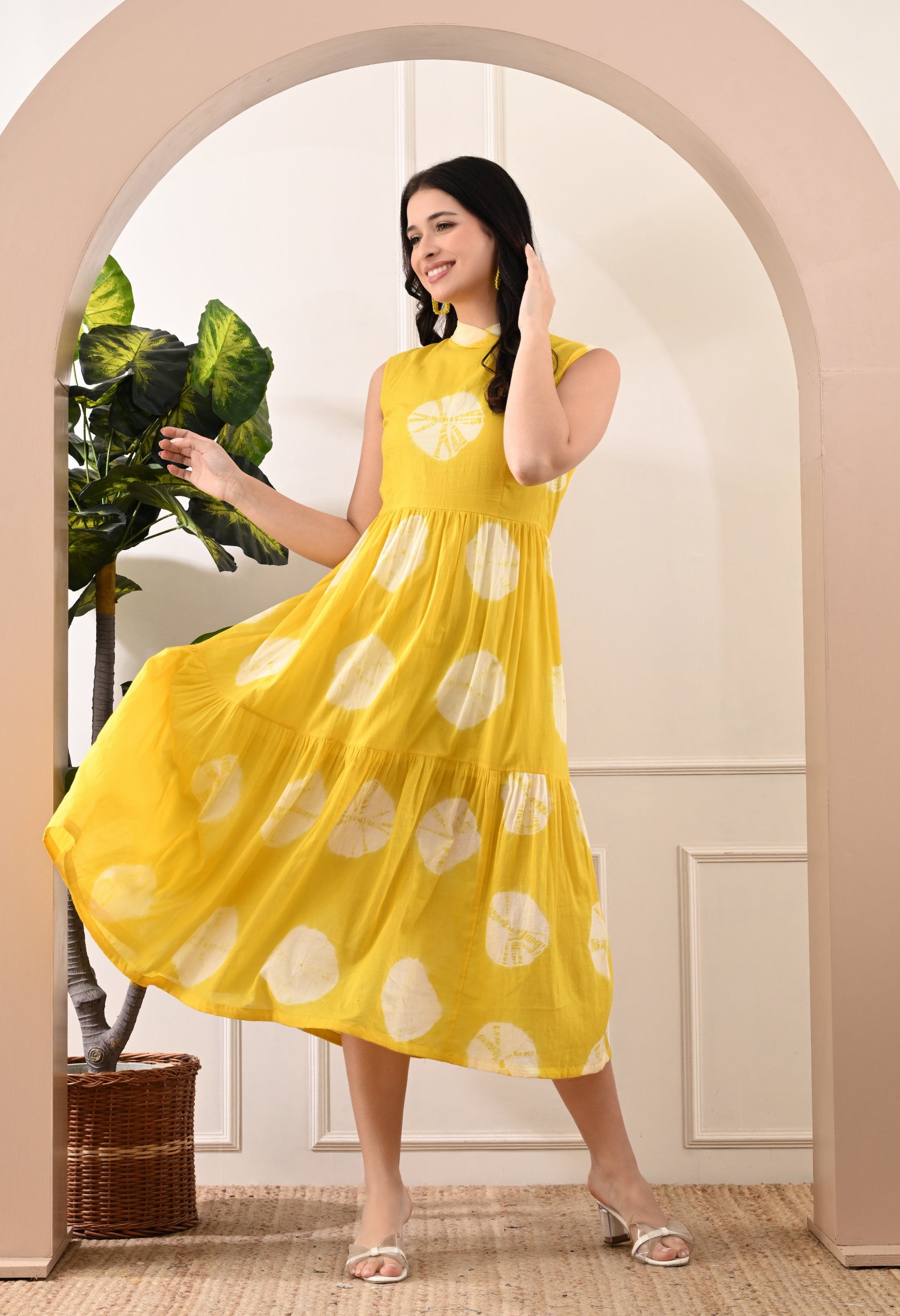 MOON HANDBLOCK COTTON DRESS