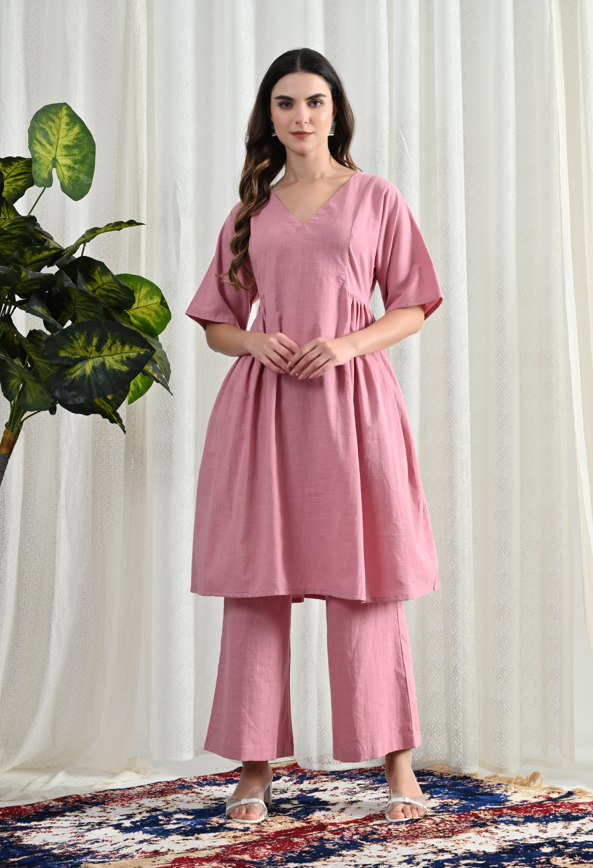 SIDE GATHER COTTON KURTA SET