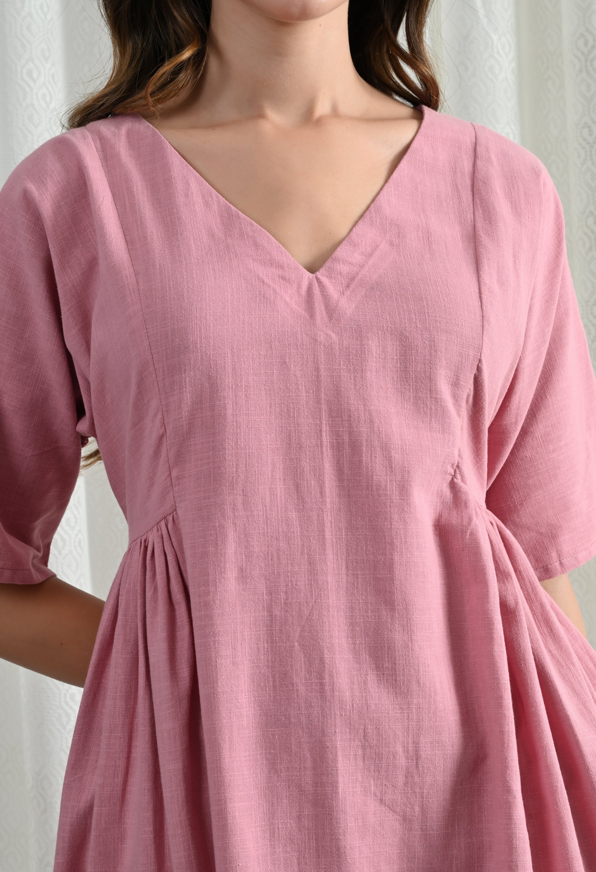 SIDE GATHER COTTON KURTA SET