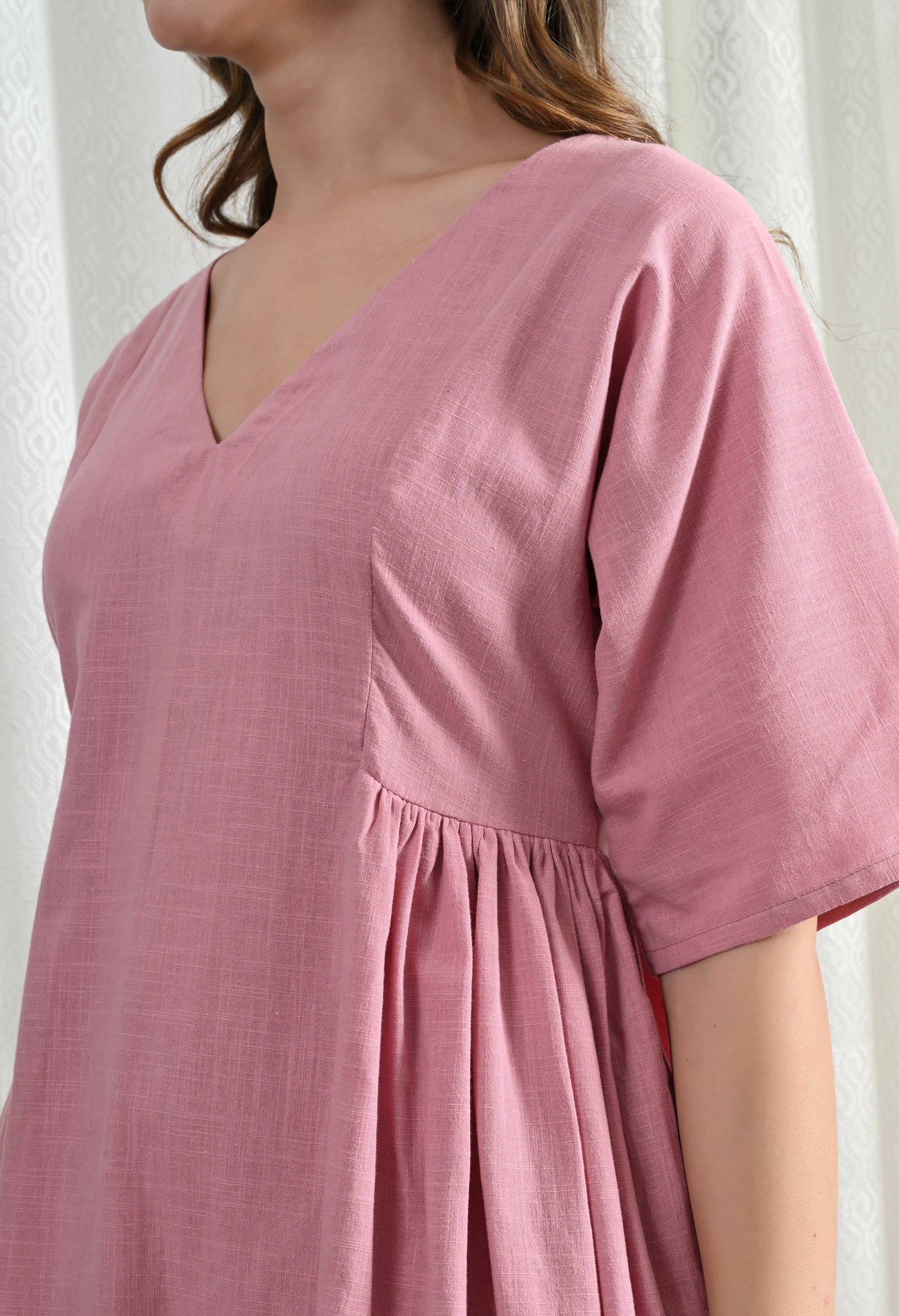 SIDE GATHER COTTON KURTA SET