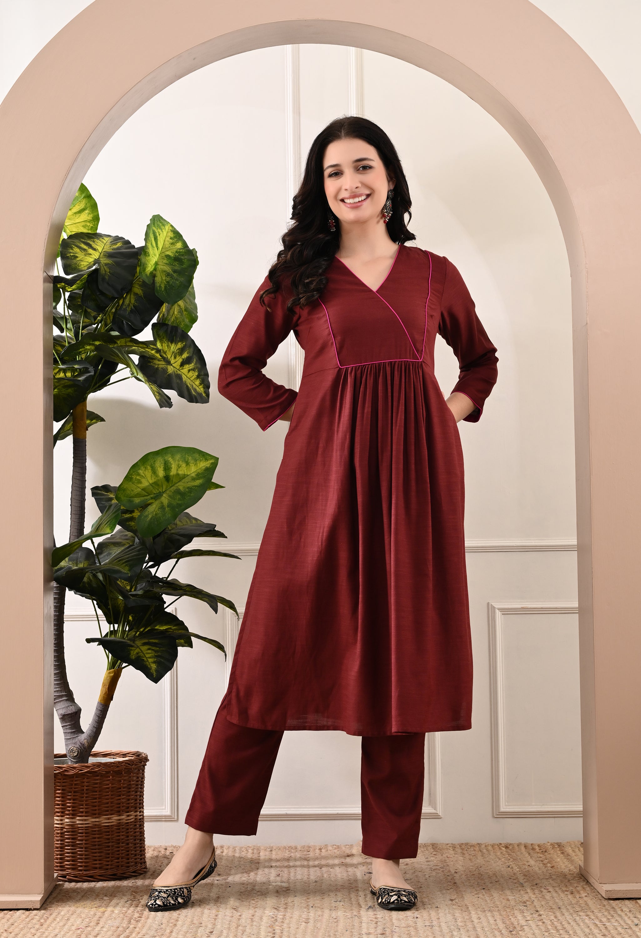 COCO BROWN FLARE KURTA SET