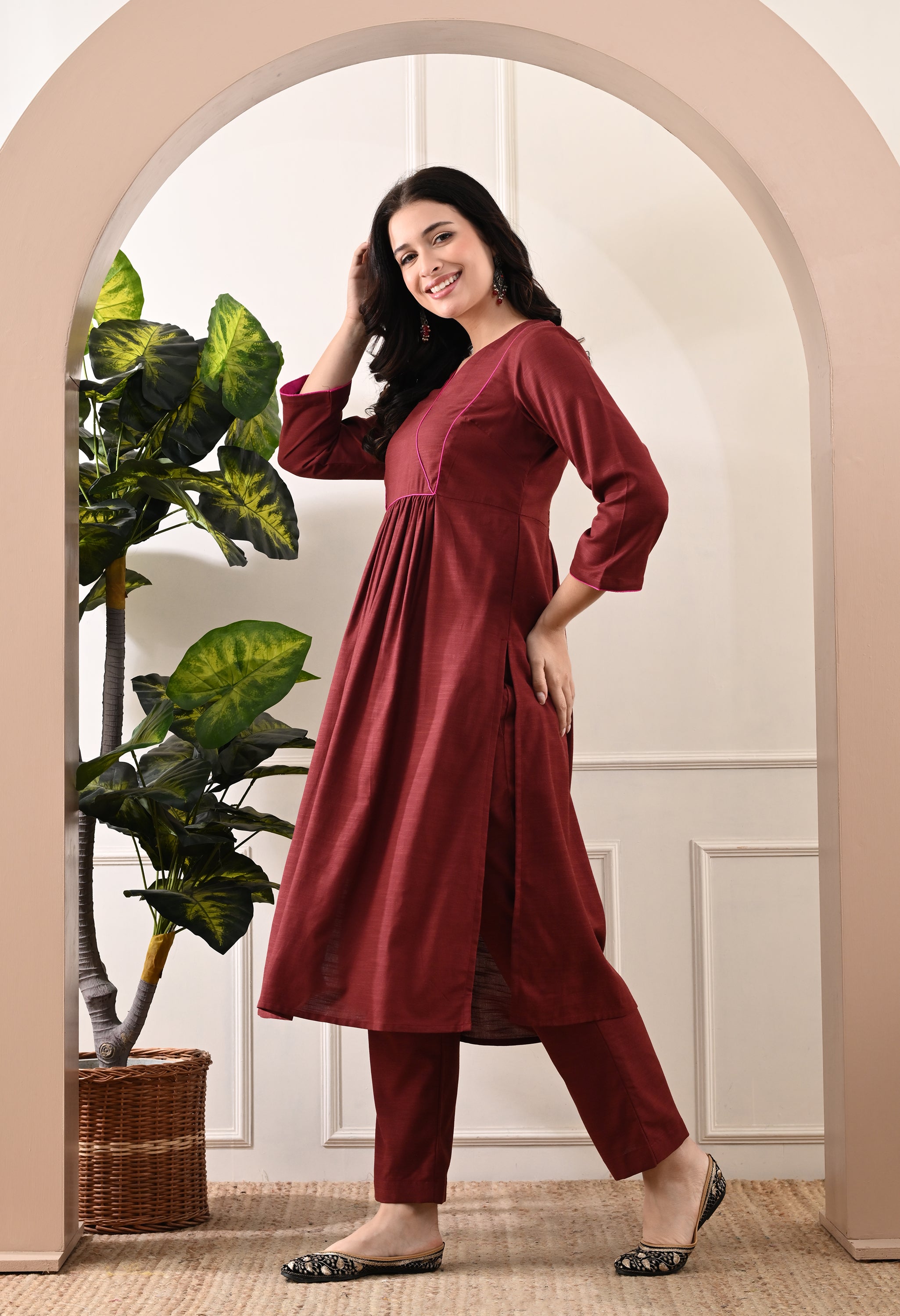 COCO BROWN FLARE KURTA SET