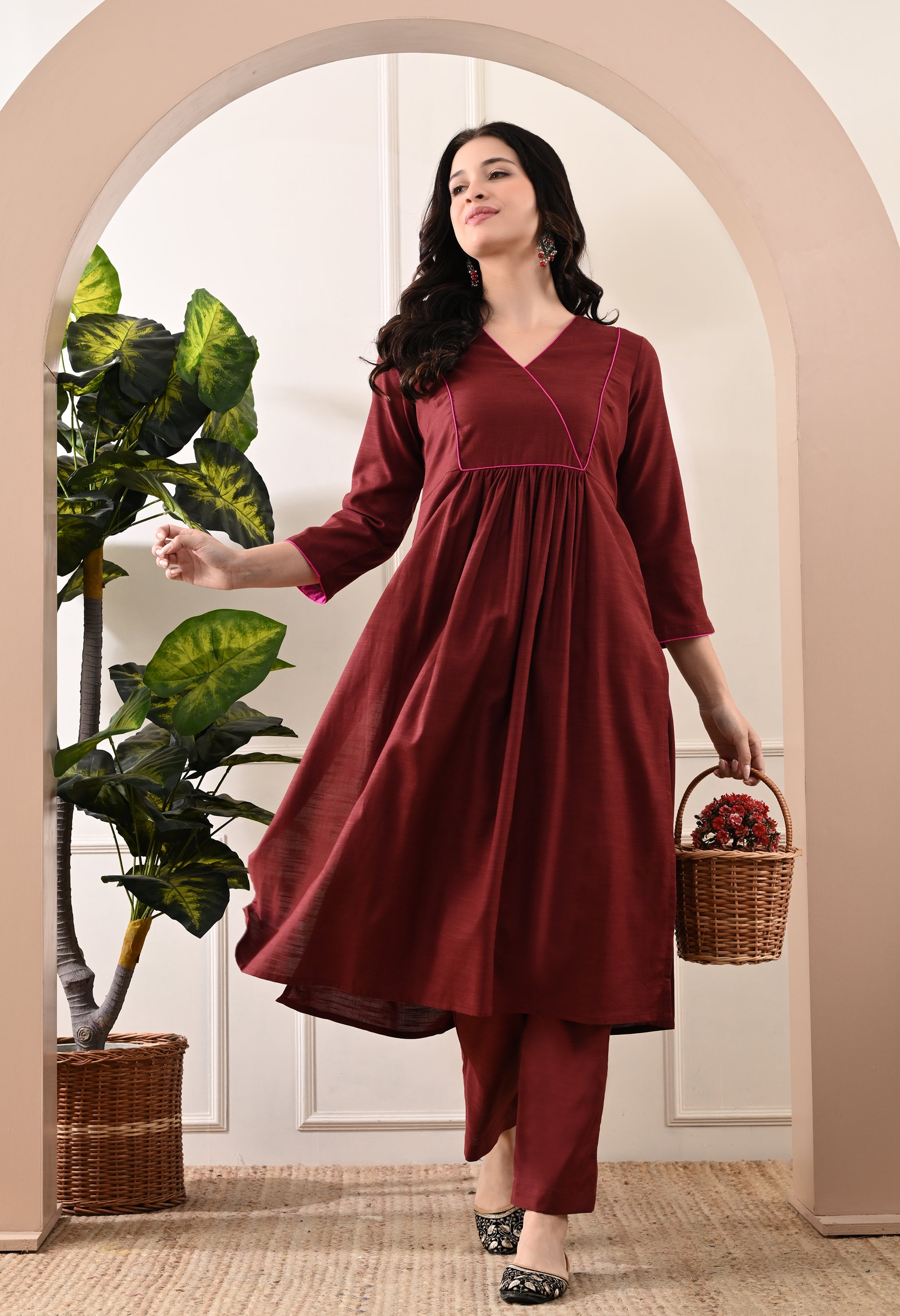 COCO BROWN FLARE KURTA SET