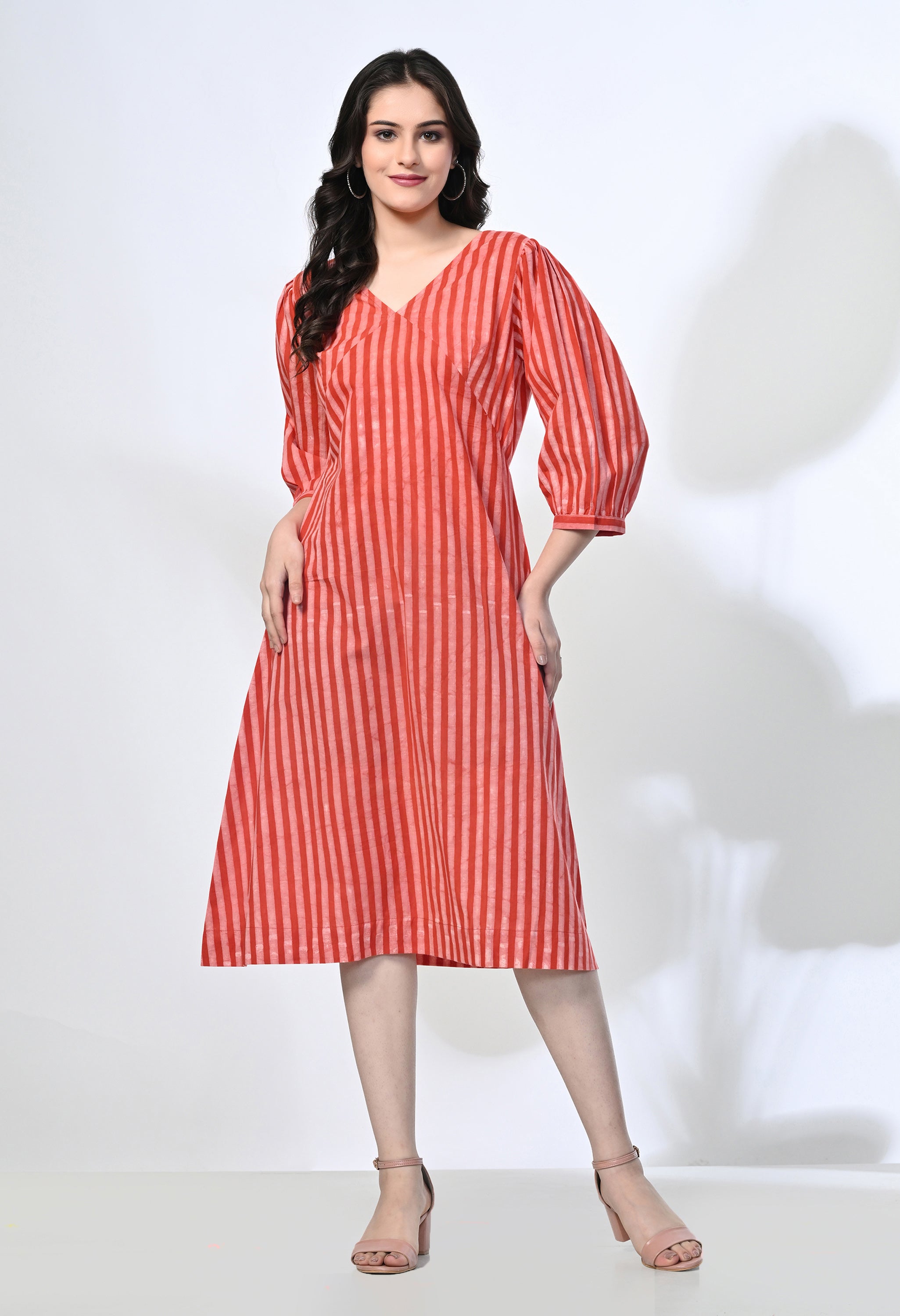 Redline Handblock Pure Cotton Dress | Hand Block Printed Cotton Dress
