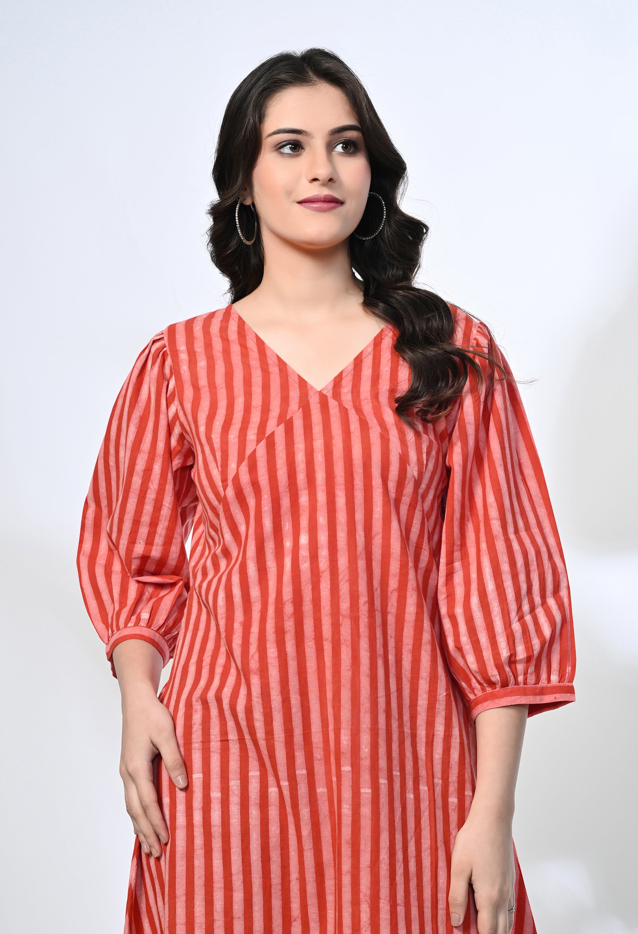 Redline Handblock Pure Cotton Dress | Hand Block Printed Cotton Dress