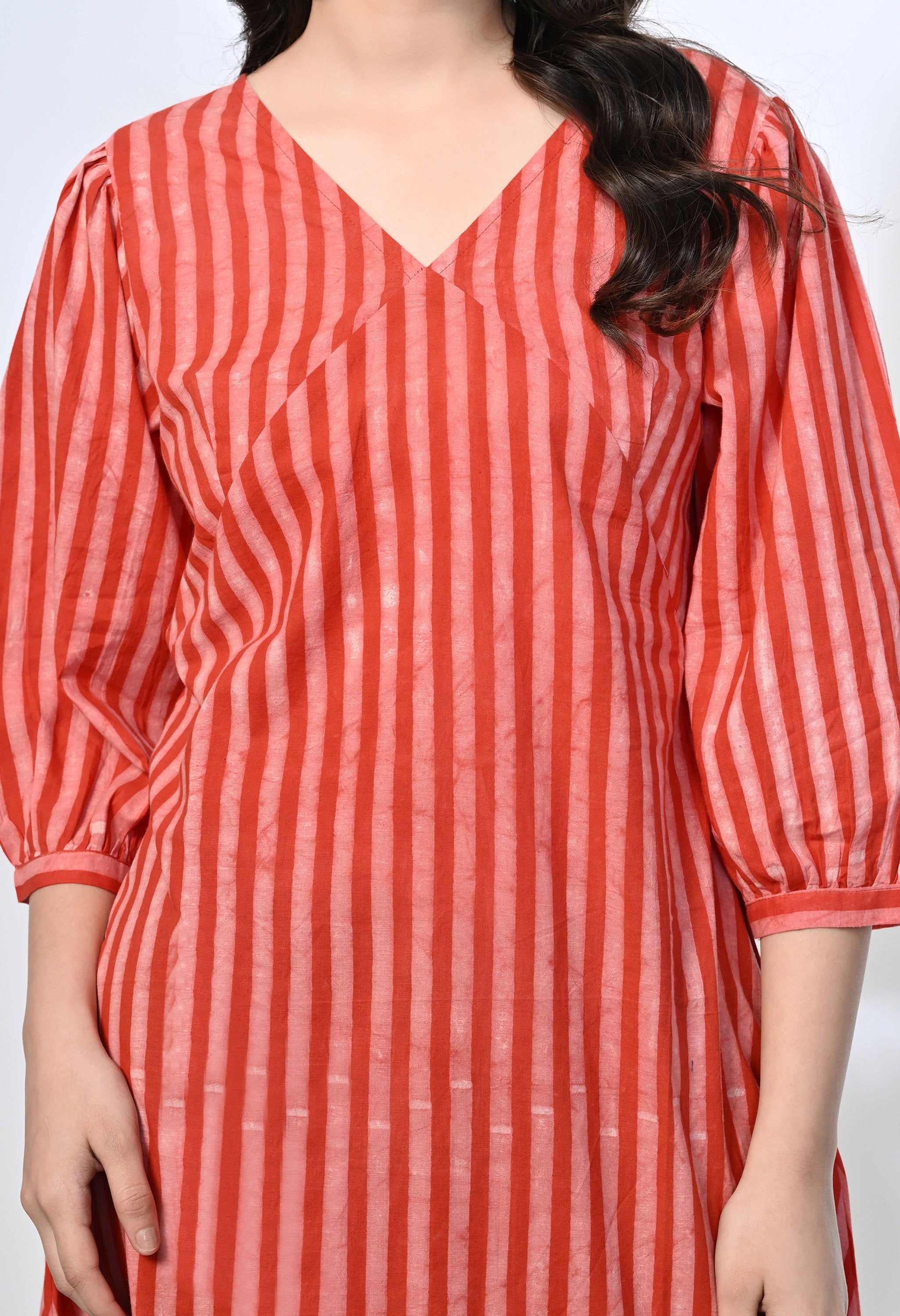 Redline Handblock Pure Cotton Dress | Hand Block Printed Cotton Dress
