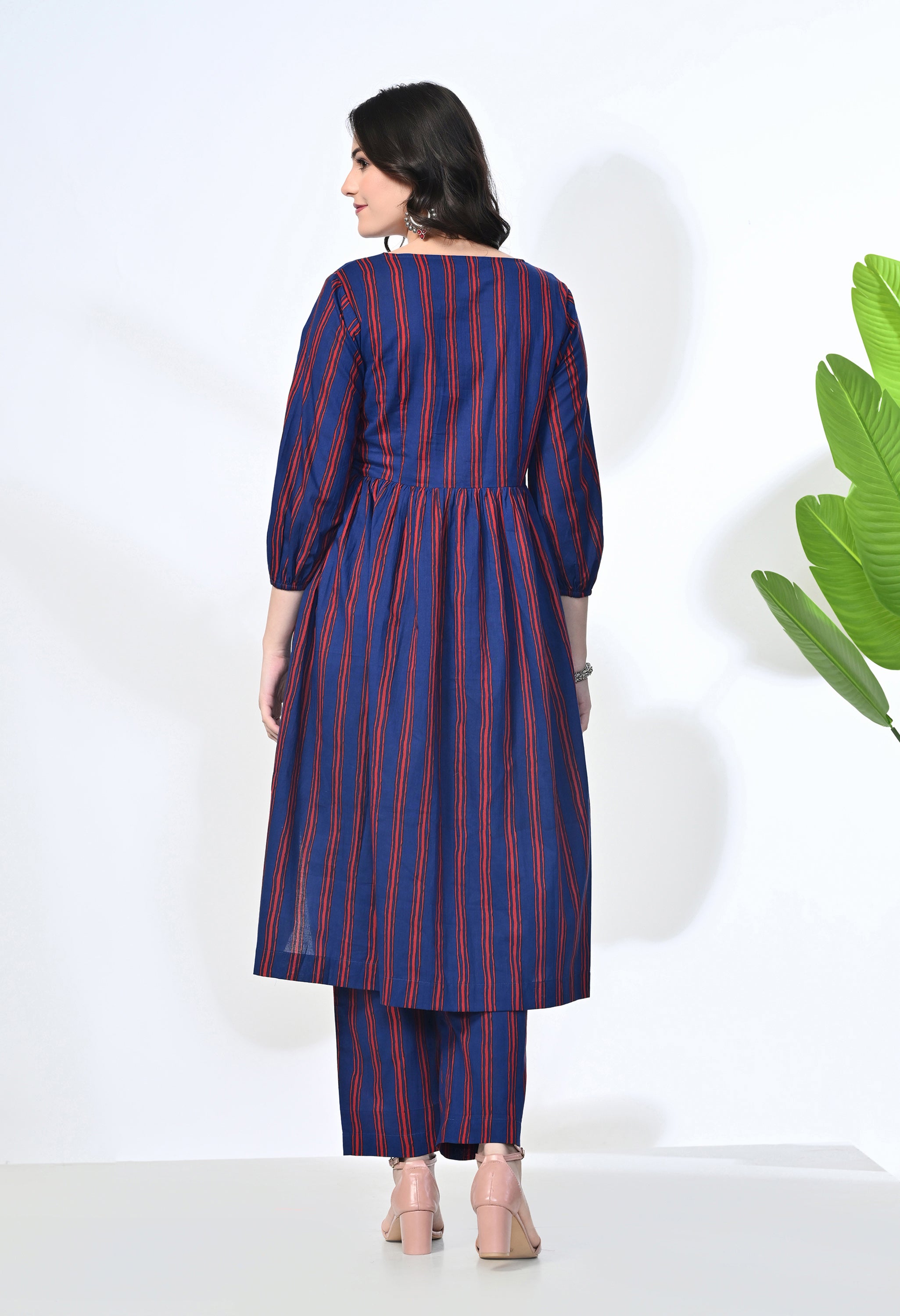 Handblock Stripes Pure Cotton Kurta Set | 2-Piece Co-ord Set