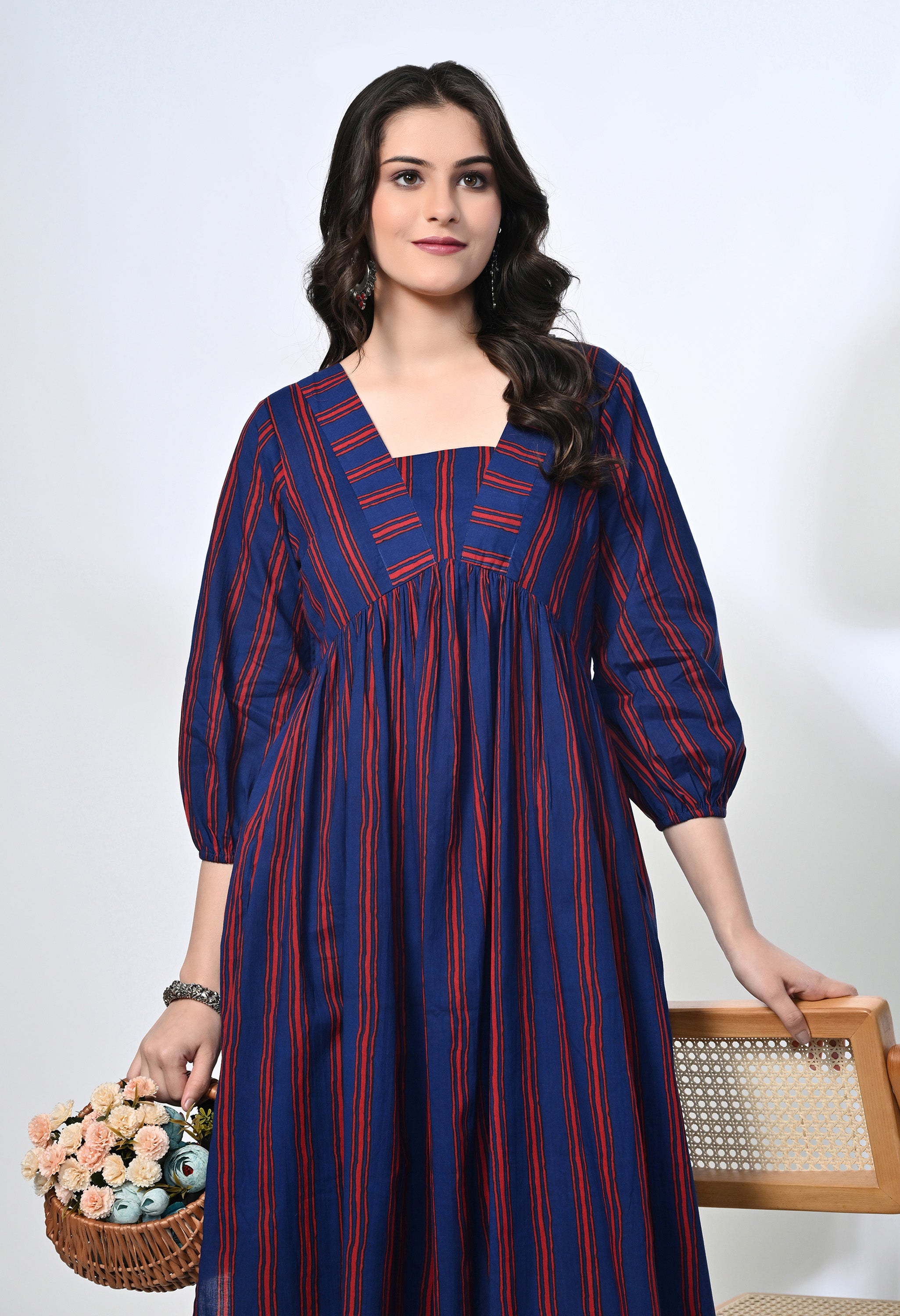Handblock Stripes Pure Cotton Kurta Set | 2-Piece Co-ord Set