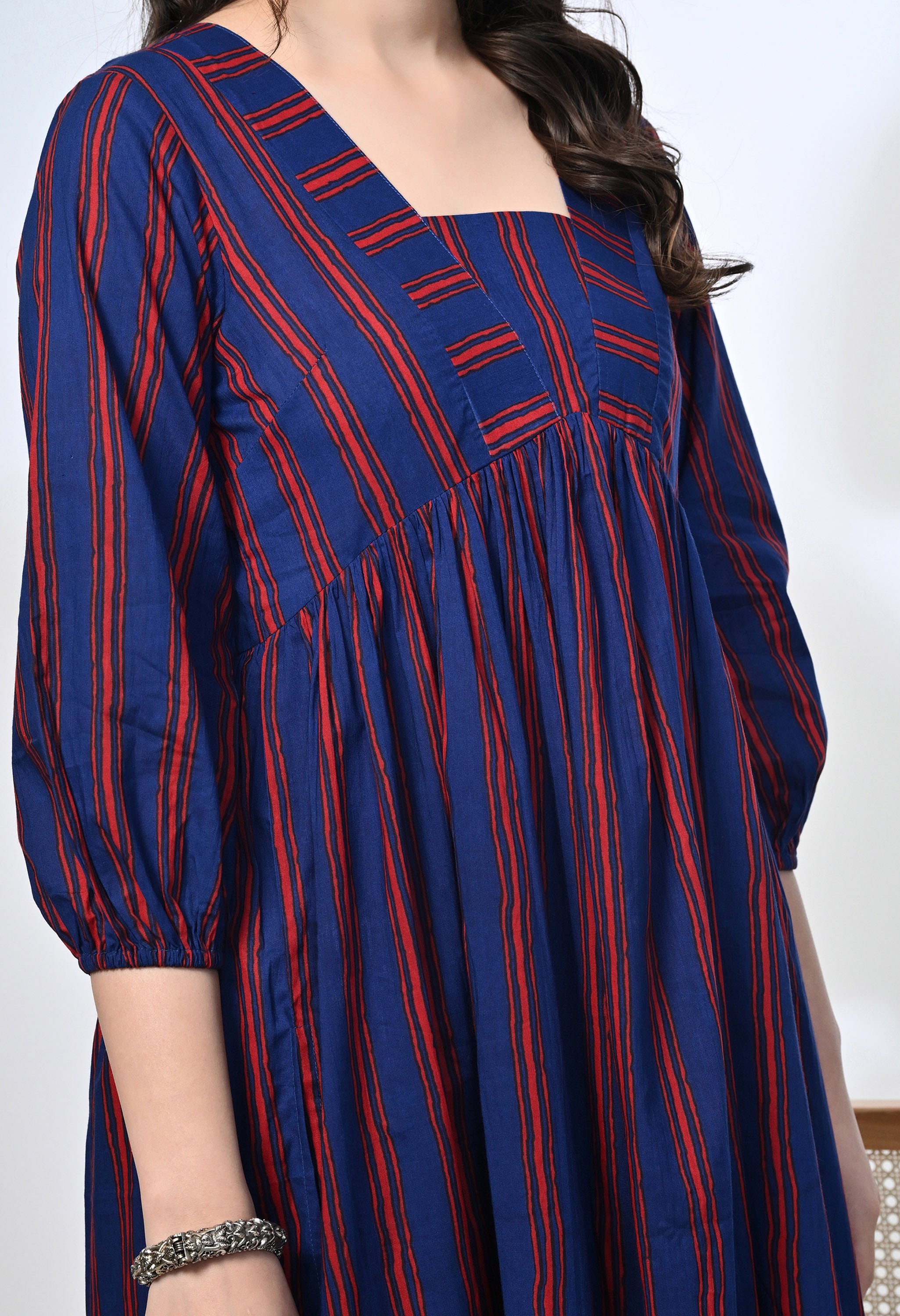 Handblock Stripes Pure Cotton Kurta Set | 2-Piece Co-ord Set