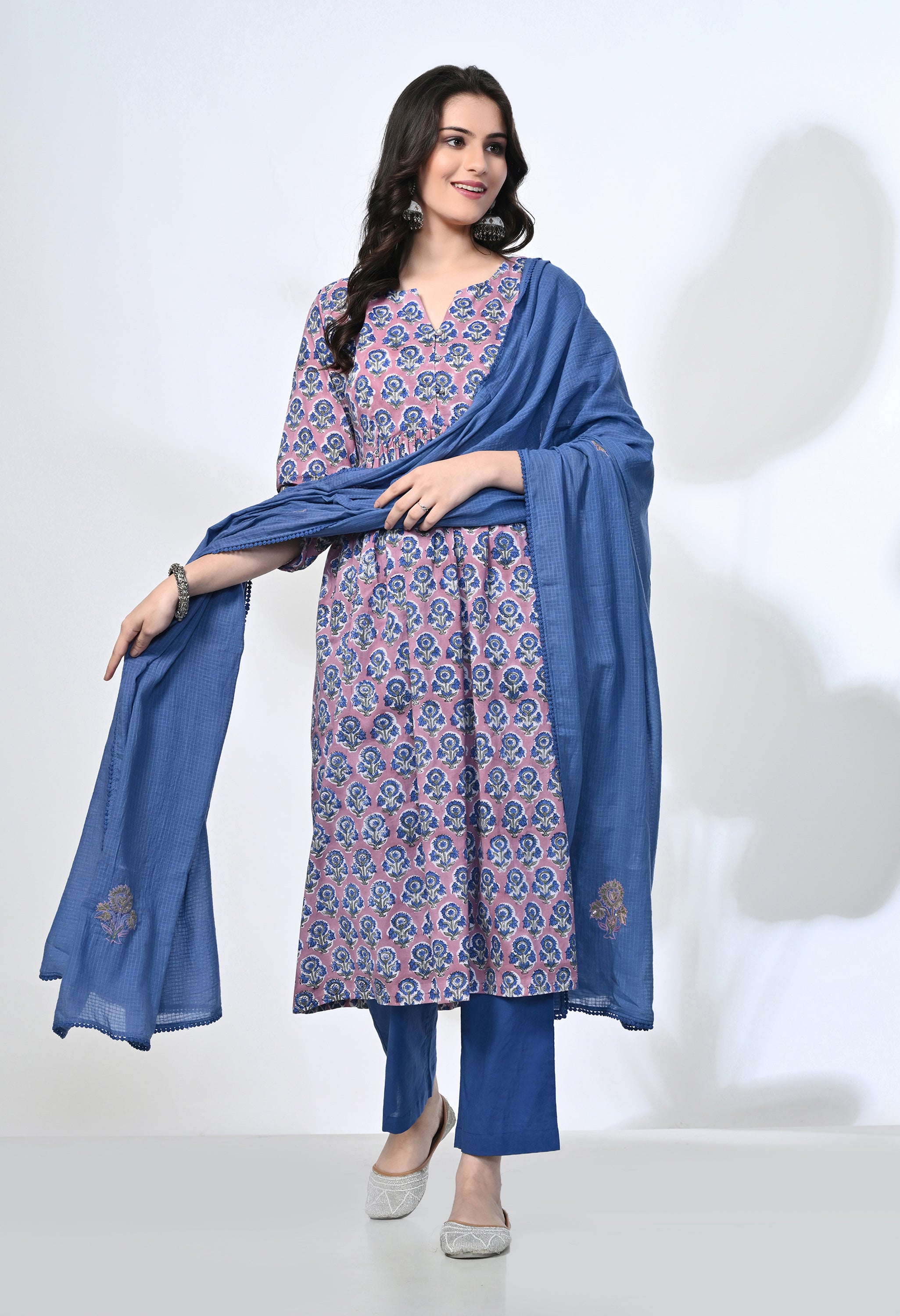NEEL HANDBLOCK KURTA SET