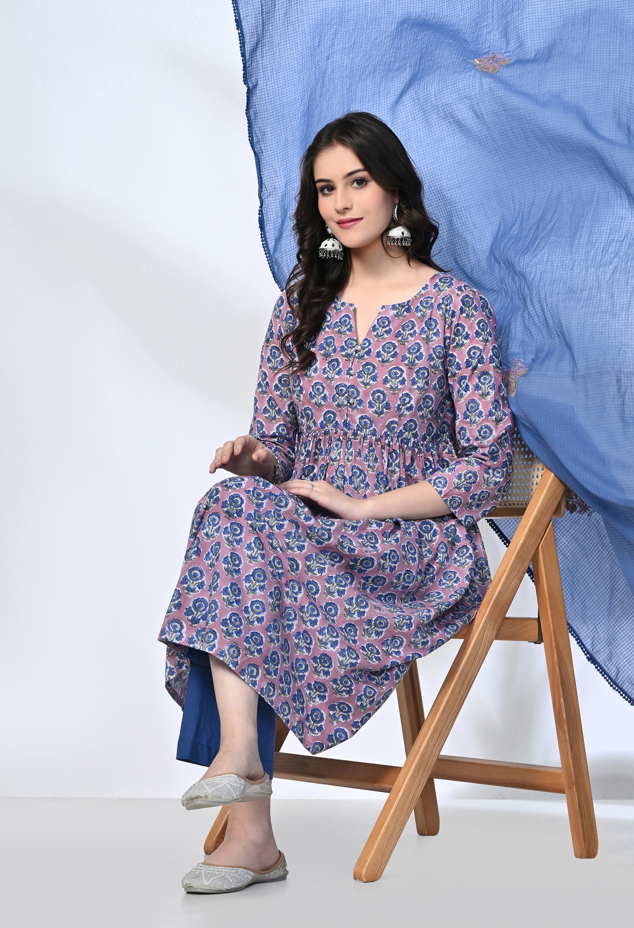 NEEL HANDBLOCK KURTA SET