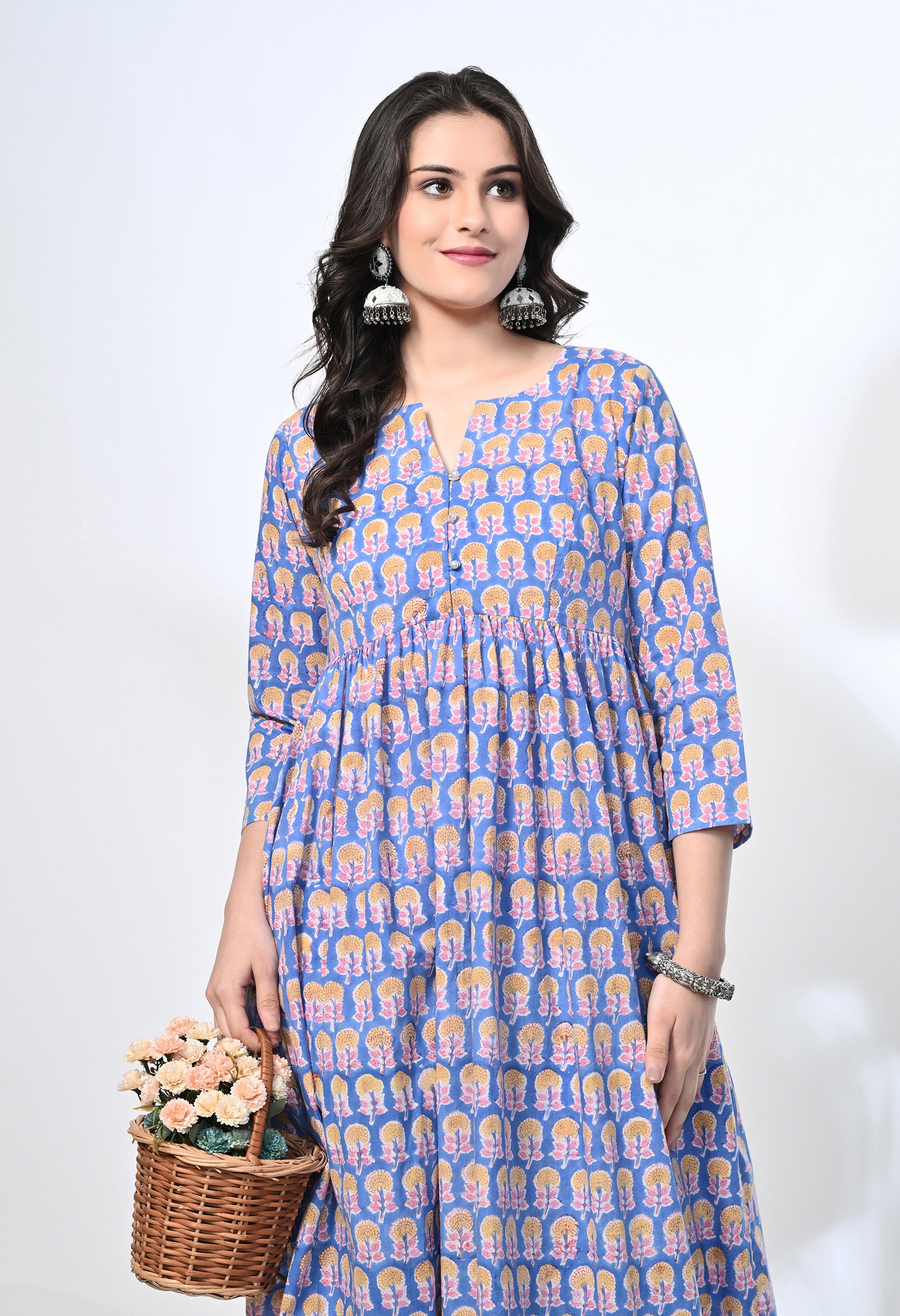 FULWARI HANDBLOCK KURTA SET