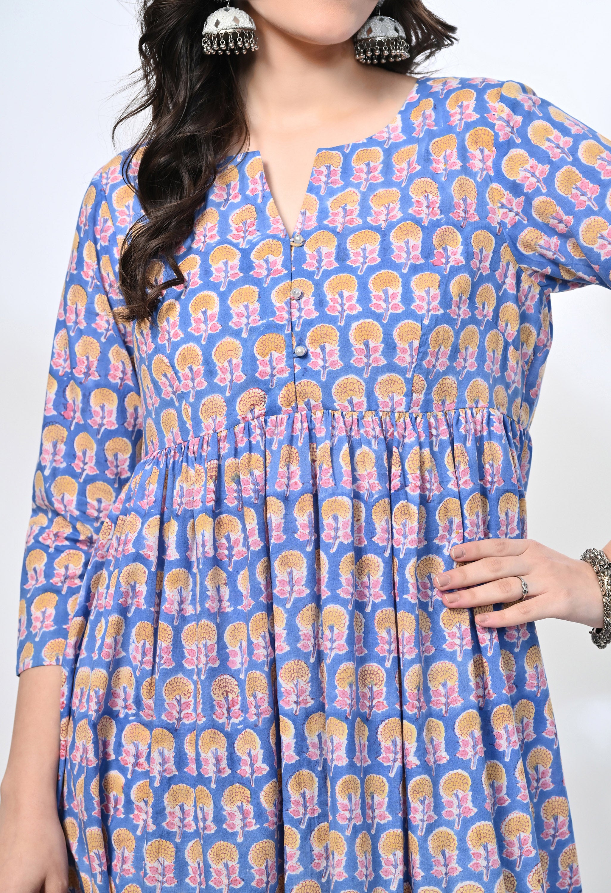 FULWARI HANDBLOCK KURTA SET