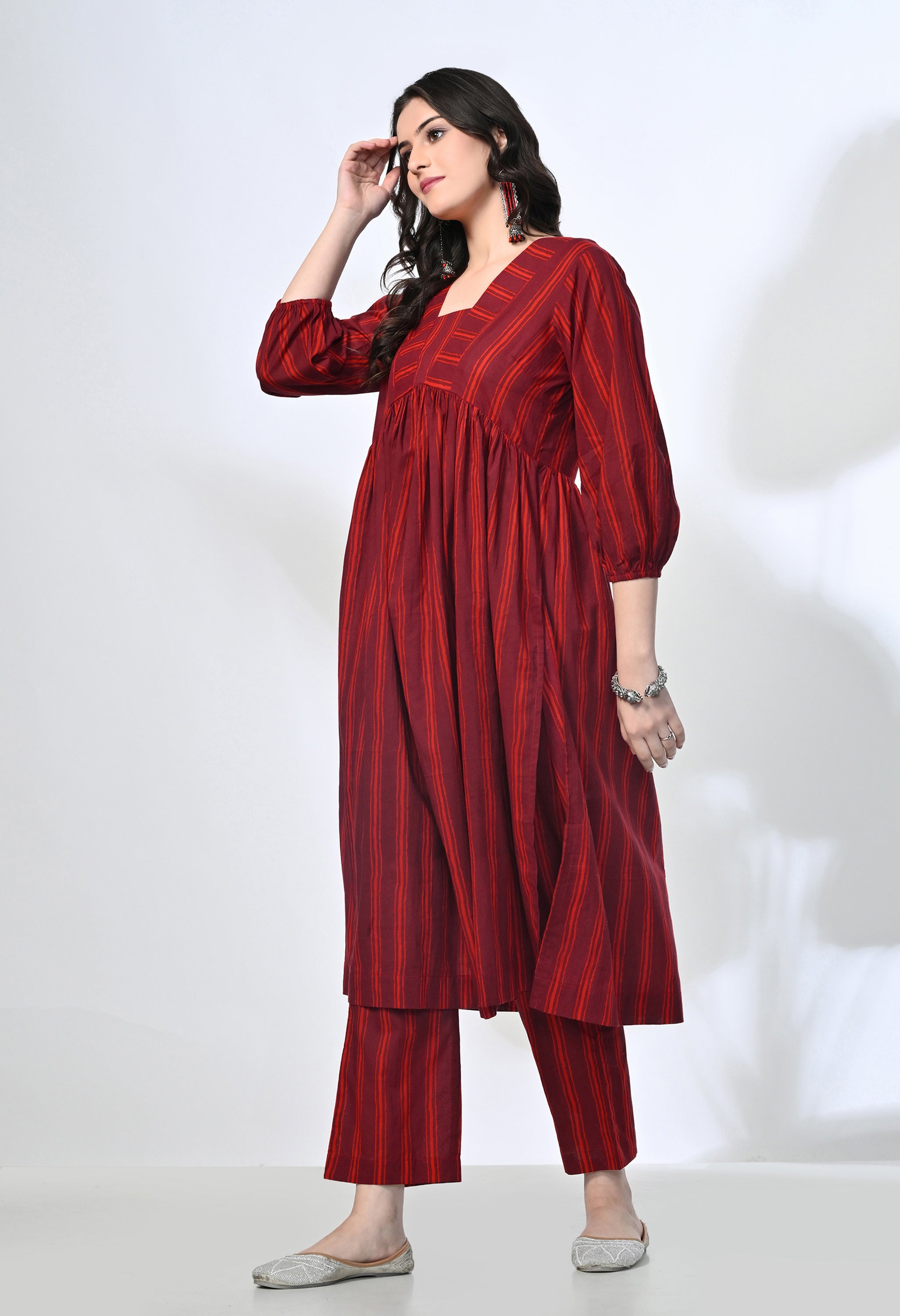 Lines Pure Cotton Stripe Kurta Set | 2-Piece Co-ord Set