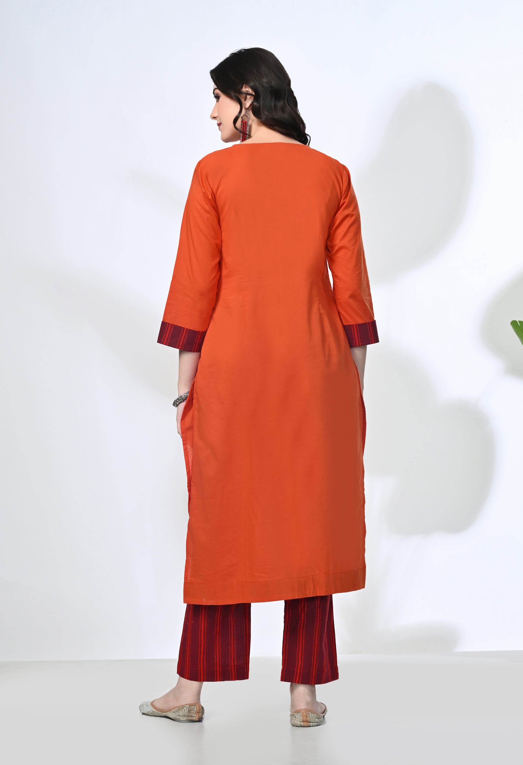 Kesri Pure Cotton Kurta Set with Handblock Stripe Pants | 2-Piece Co-ord Set