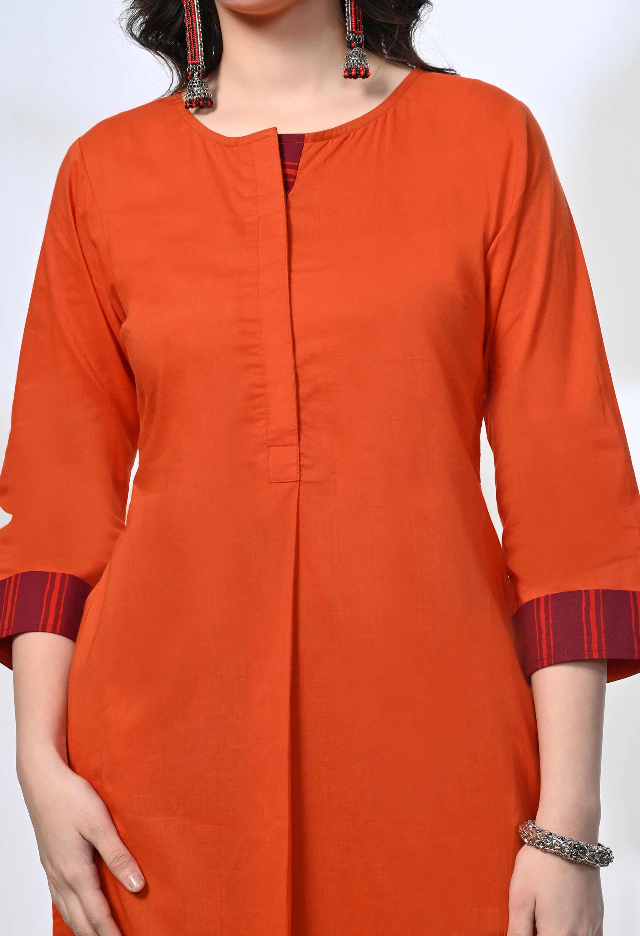 Kesri Pure Cotton Kurta Set with Handblock Stripe Pants | 2-Piece Co-ord Set