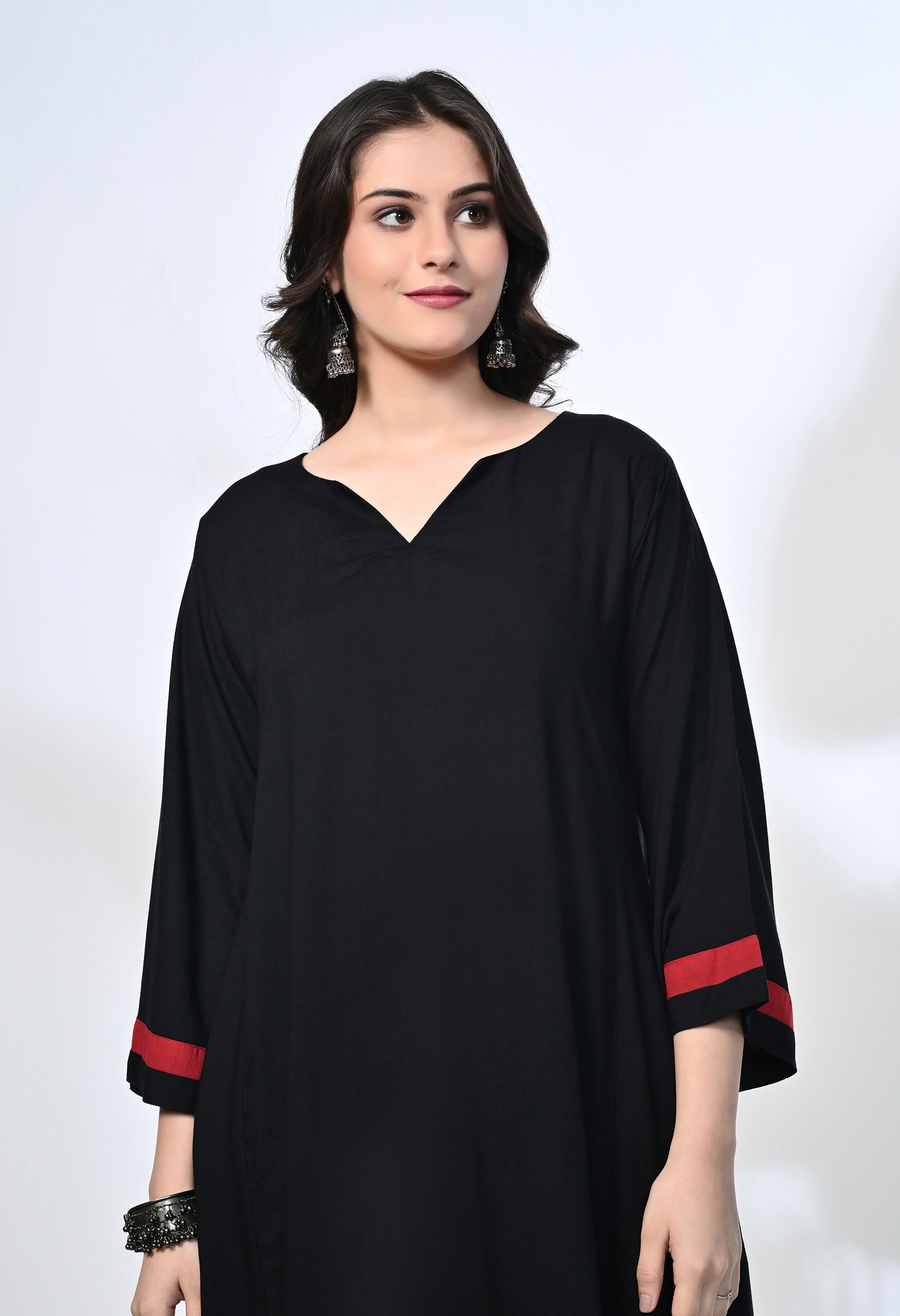 Black Viscose Rayon Flare Kurta Set | 2-Piece Co-ord Set
