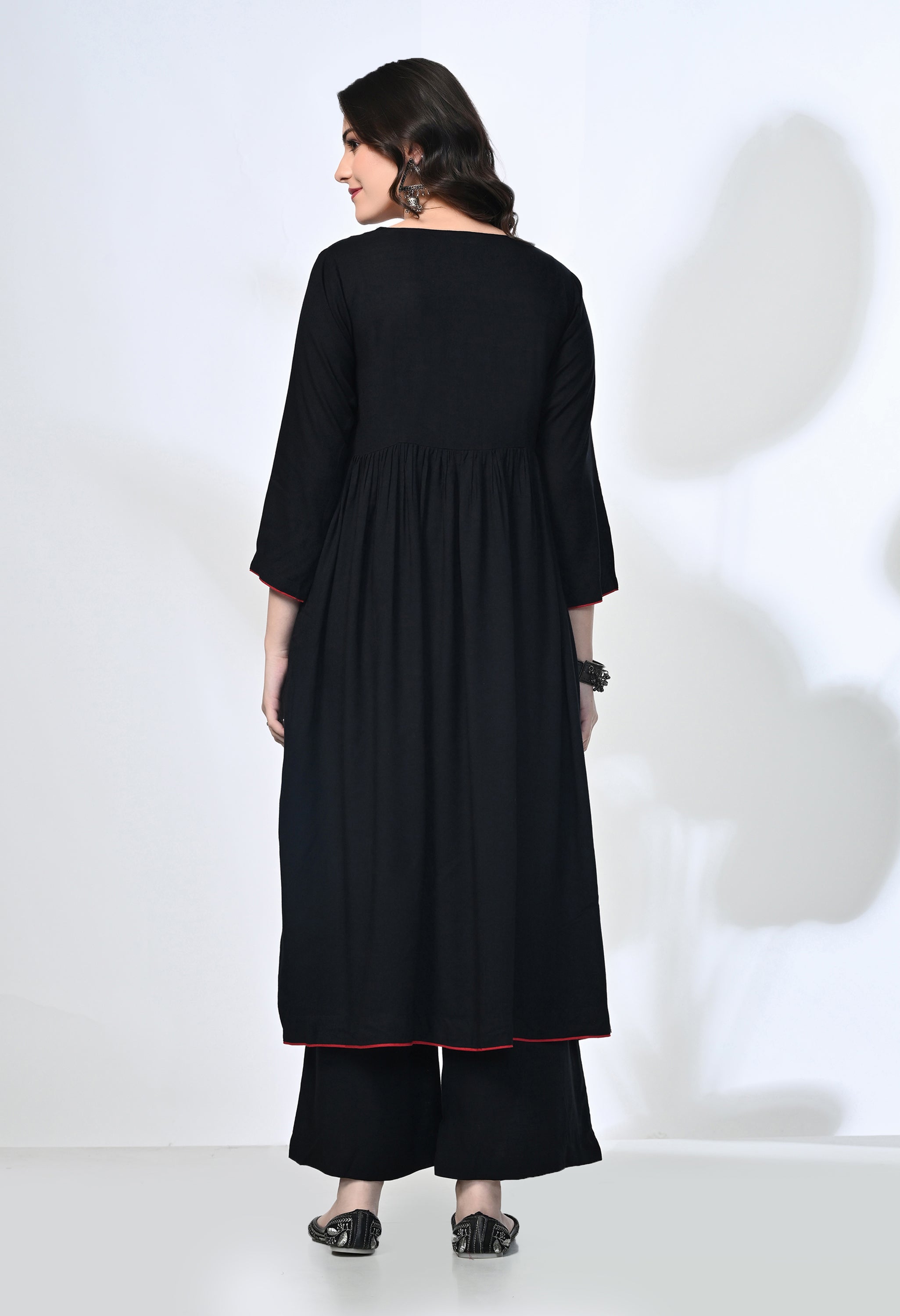 Everyday Black Viscose Rayon Kurta Set | 2-Piece Co-ord Set