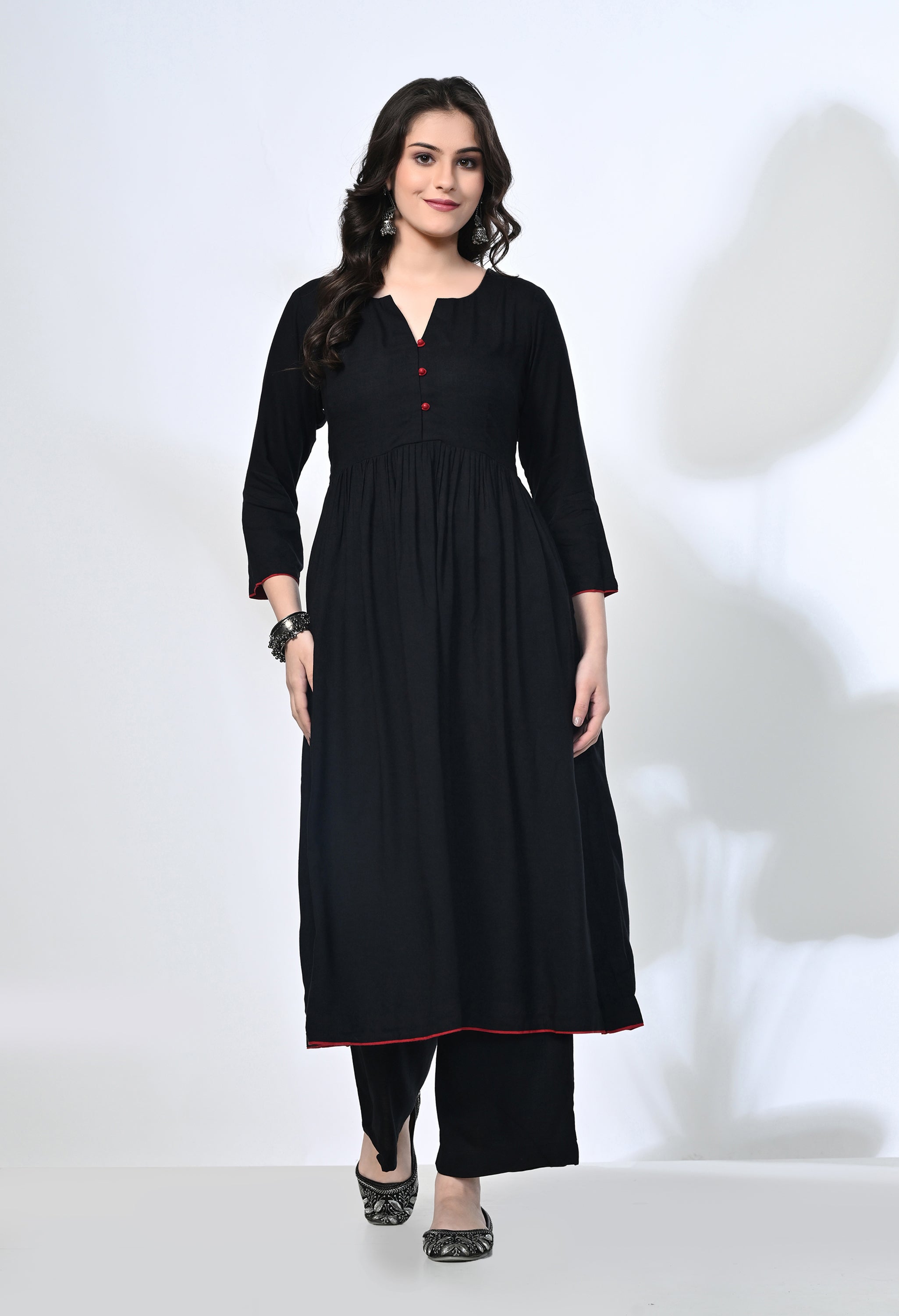 Everyday Black Viscose Rayon Kurta Set | 2-Piece Co-ord Set