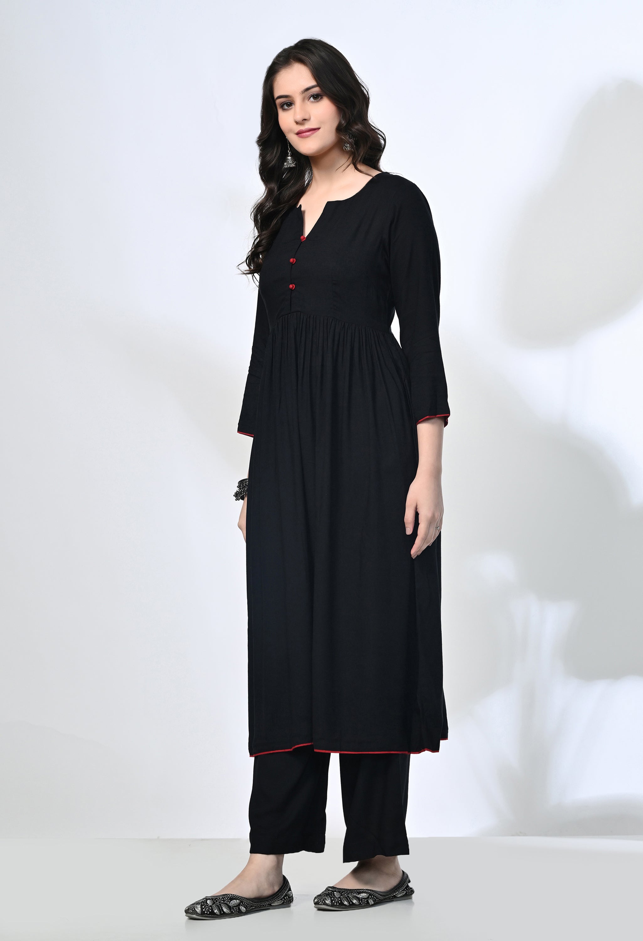 Everyday Black Viscose Rayon Kurta Set | 2-Piece Co-ord Set