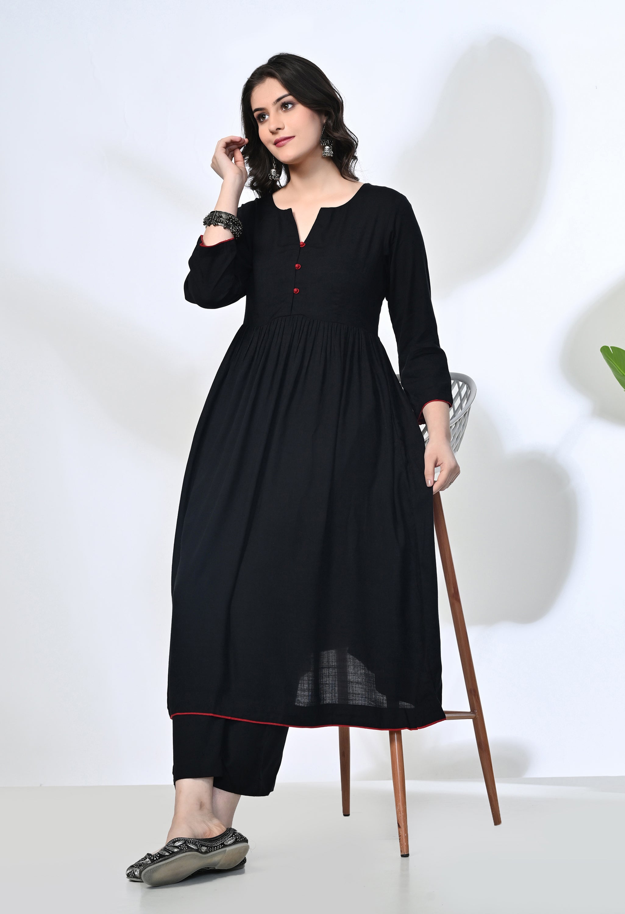 Everyday Black Viscose Rayon Kurta Set | 2-Piece Co-ord Set