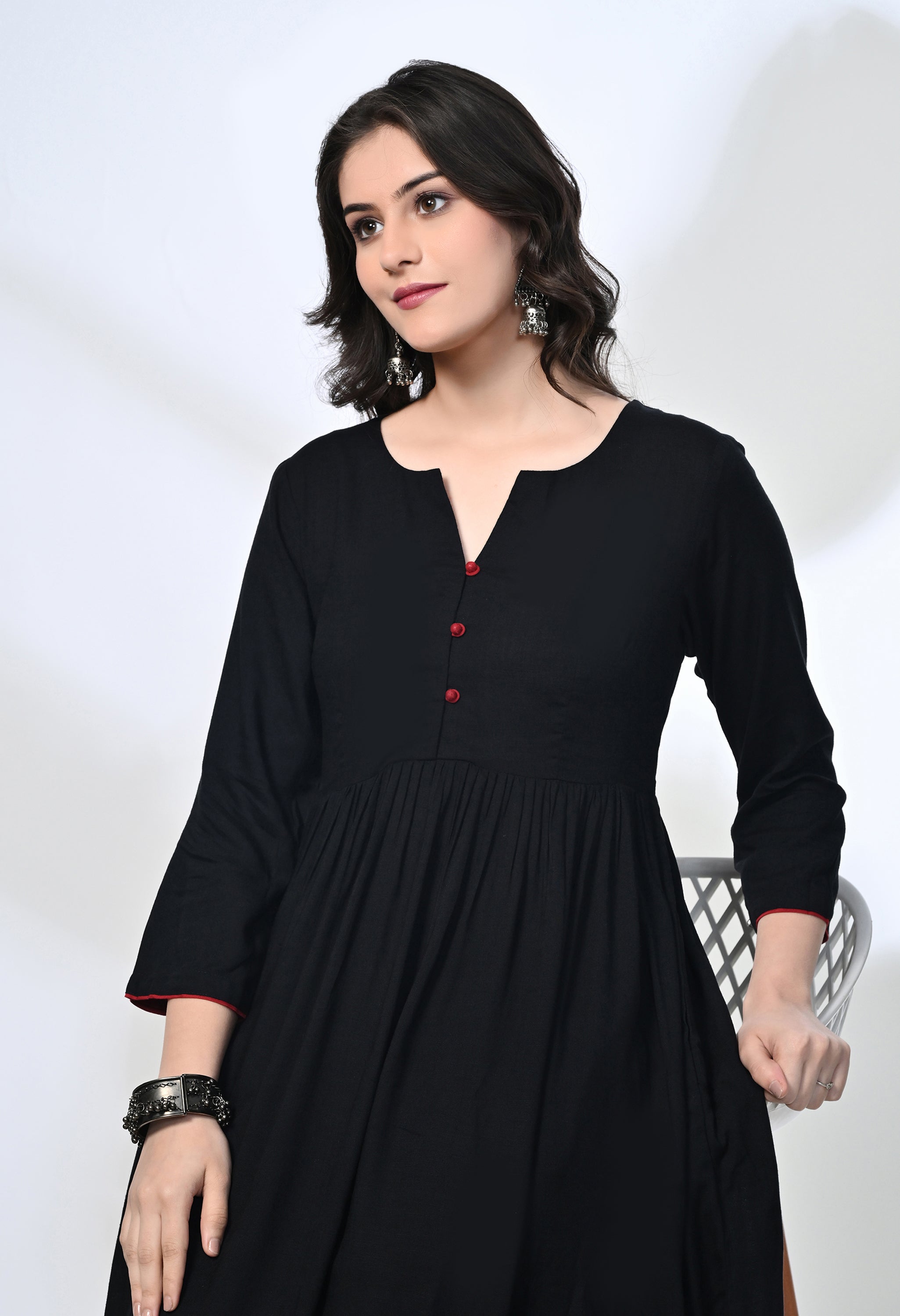 Everyday Black Viscose Rayon Kurta Set | 2-Piece Co-ord Set