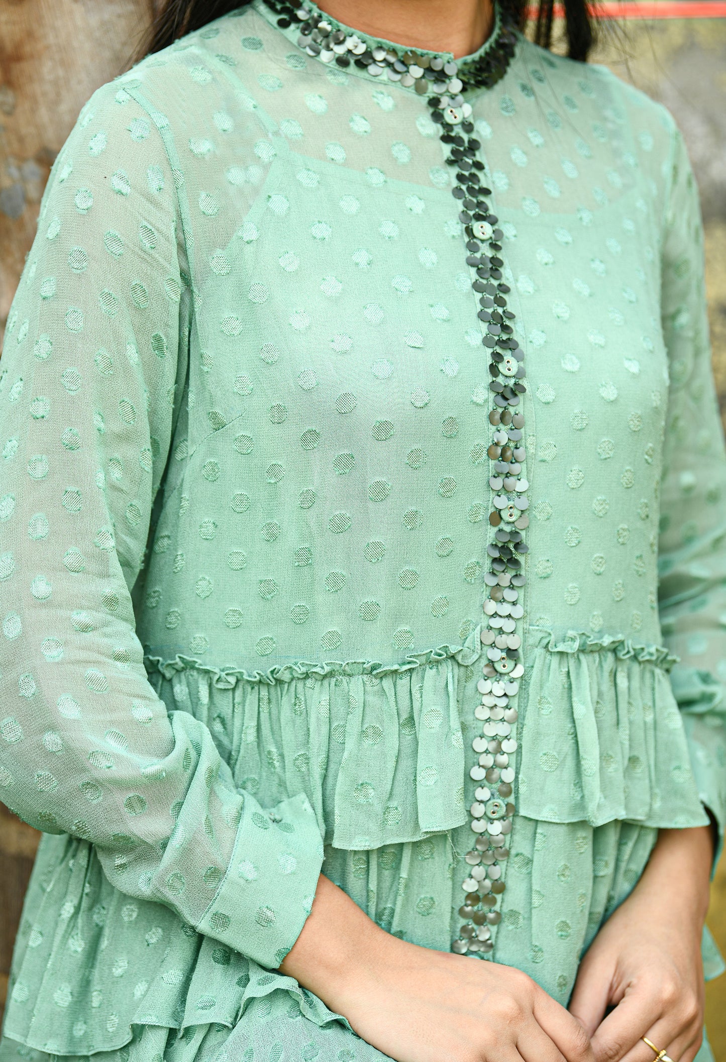 Mint Three Tier Tunic Top | Mint Green Top for Women