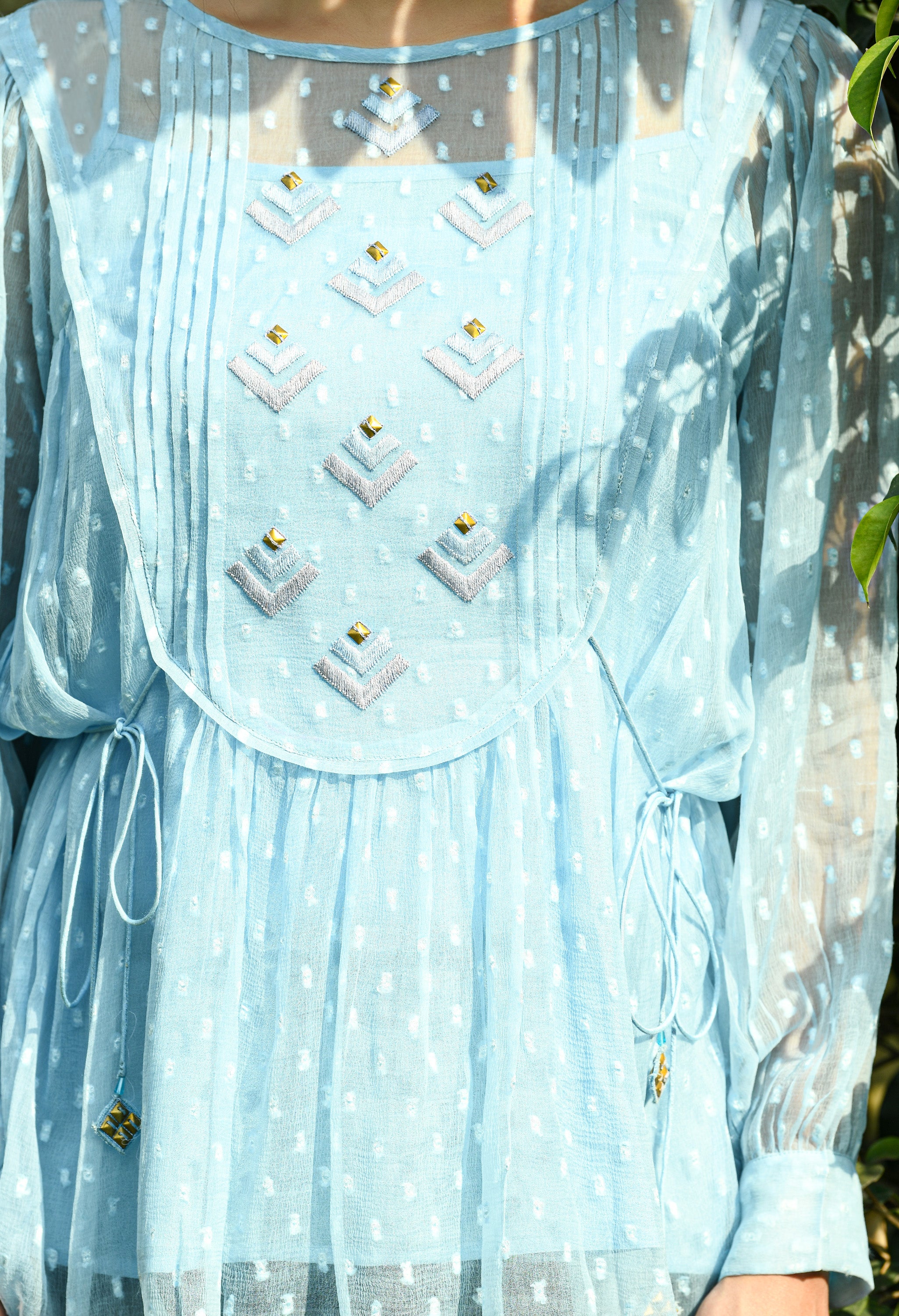 HAND EMBROIDERY FLARED TOP