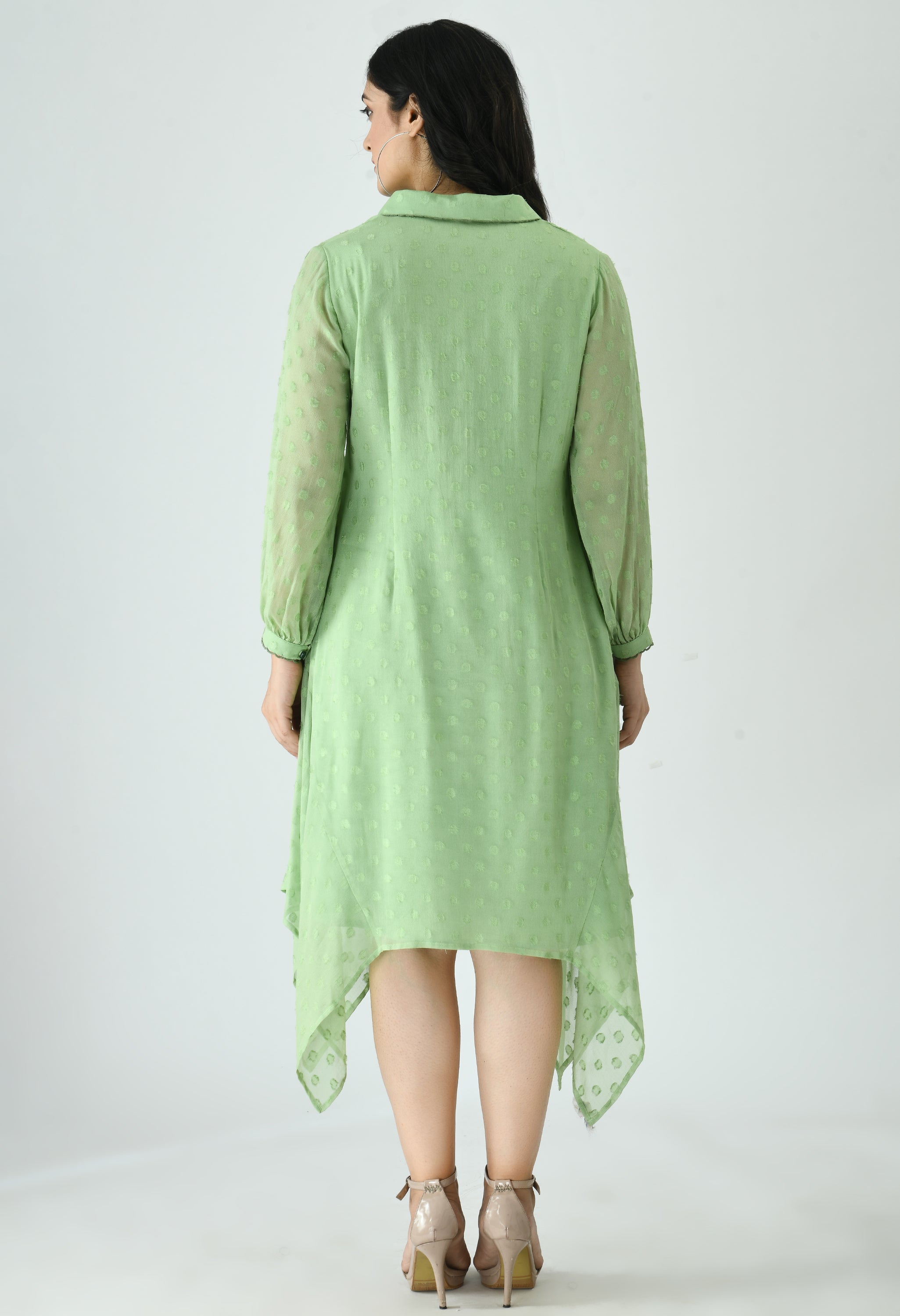 Asymmetrical Pista Green Dress | Shop for Pista Green in India