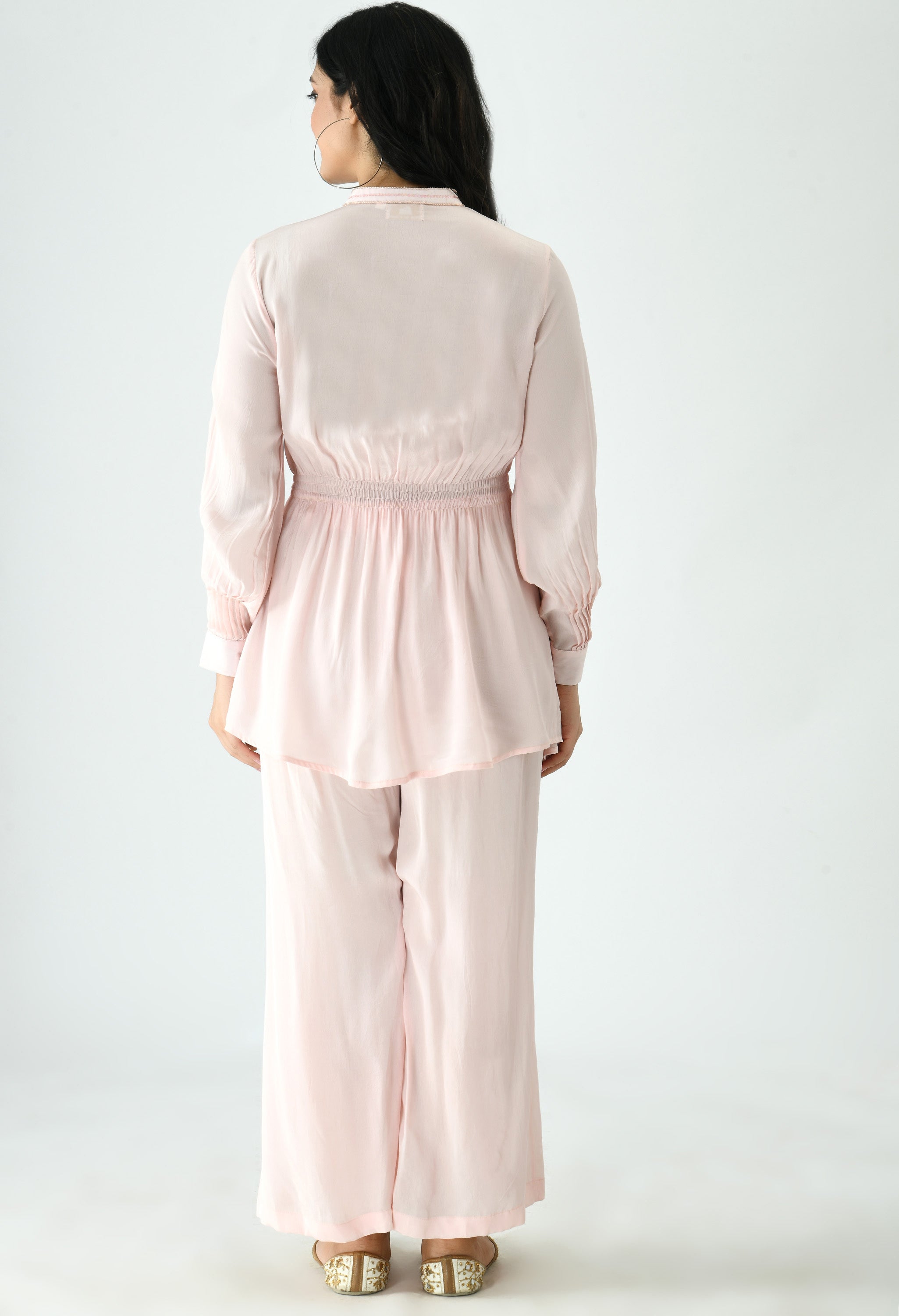 Flamingo Pink Crepe Co-Ord Set | Crepe co ord set for Women