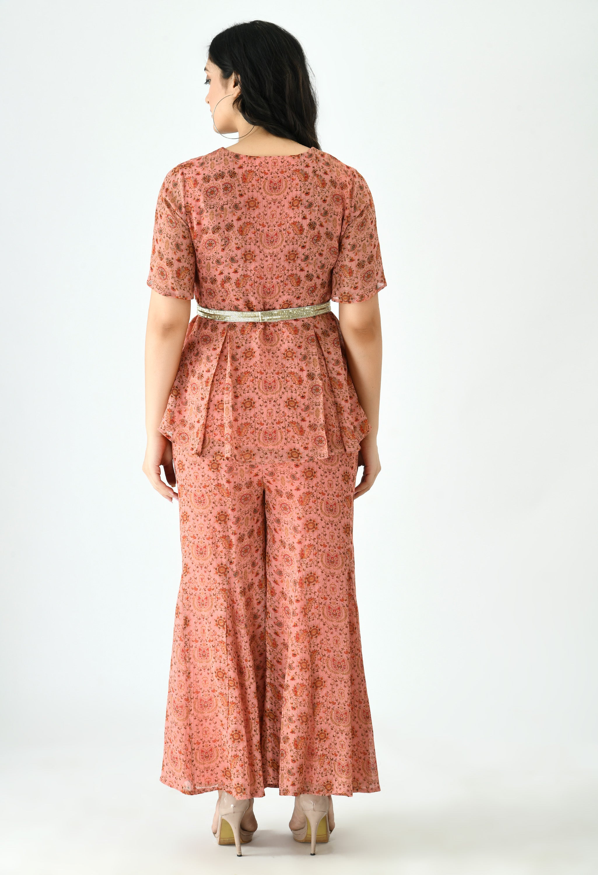 PEPLUM TOP WITH PALAZOO SET