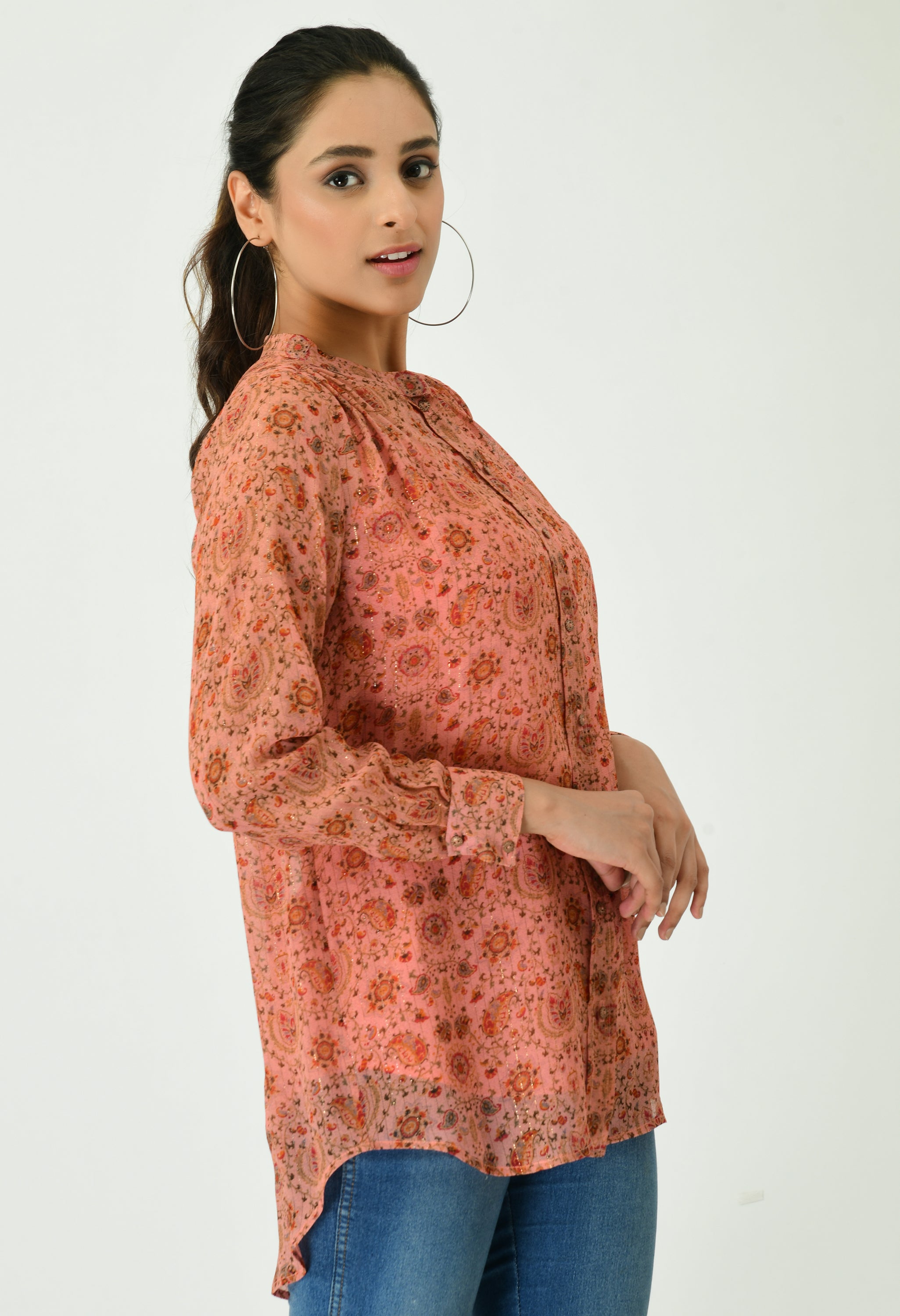 Kesriya Lurex Shirt Top | Lurex Top for Online
