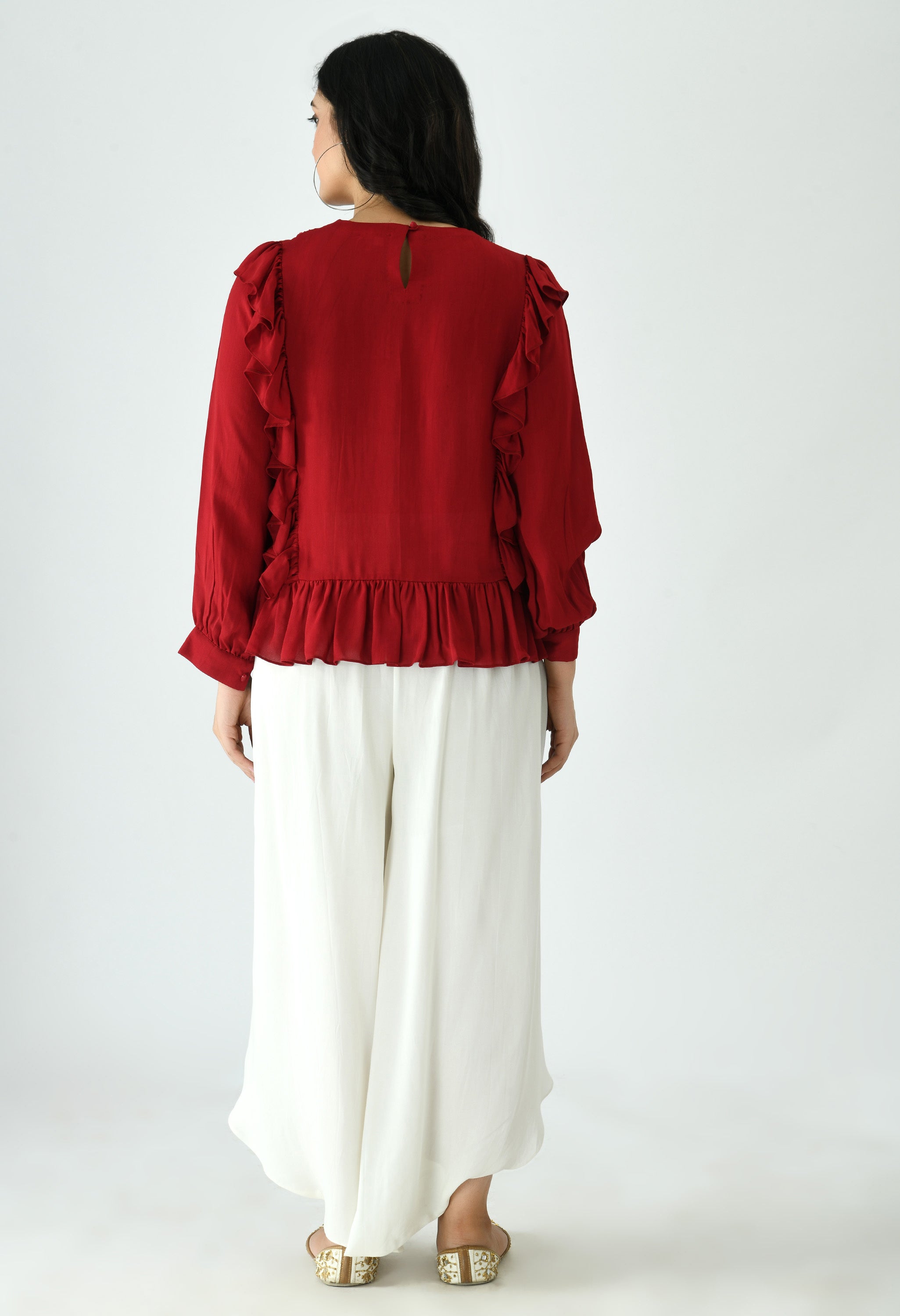 PINTUCK FRILL TOP
