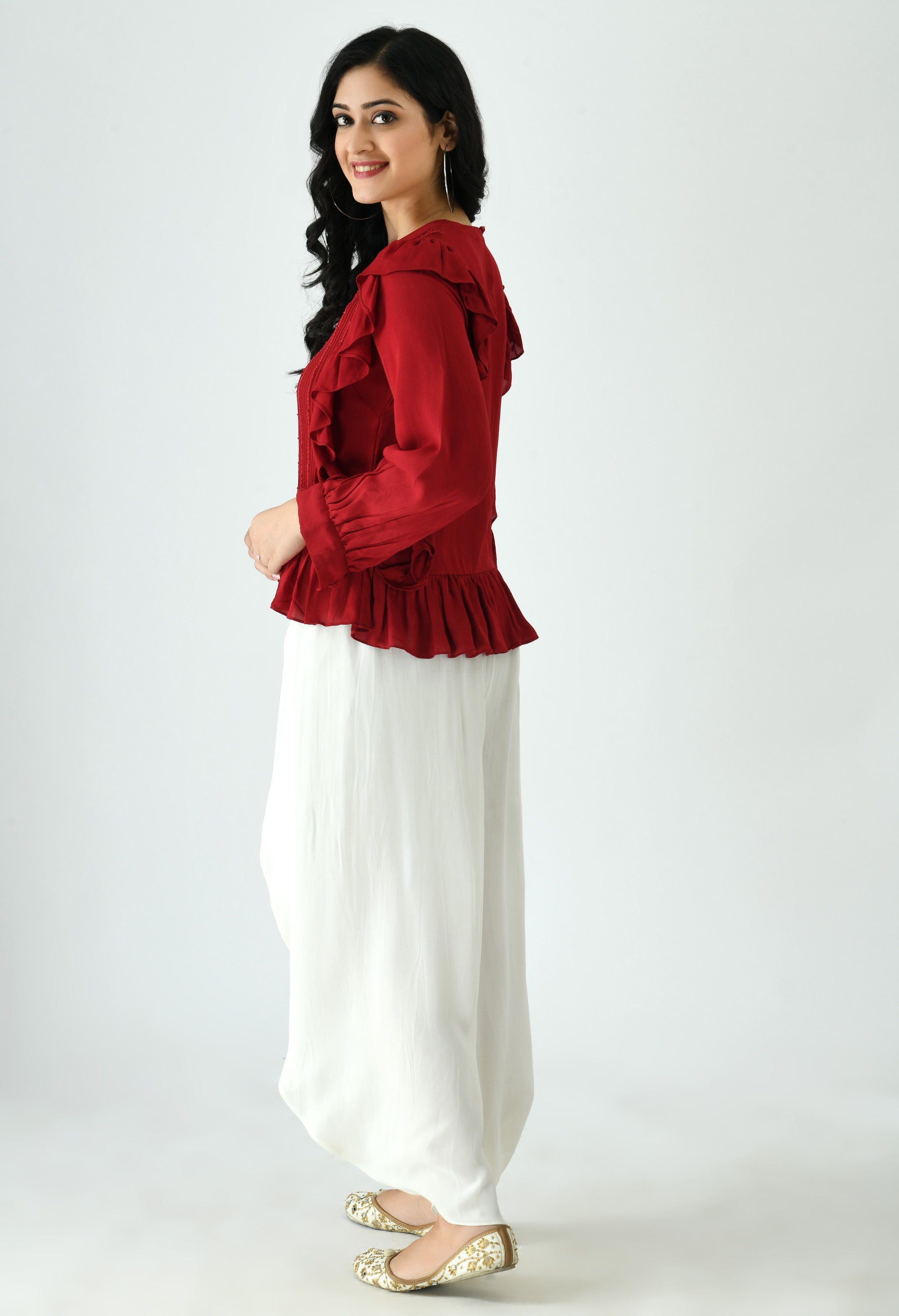 PINTUCK FRILL TOP